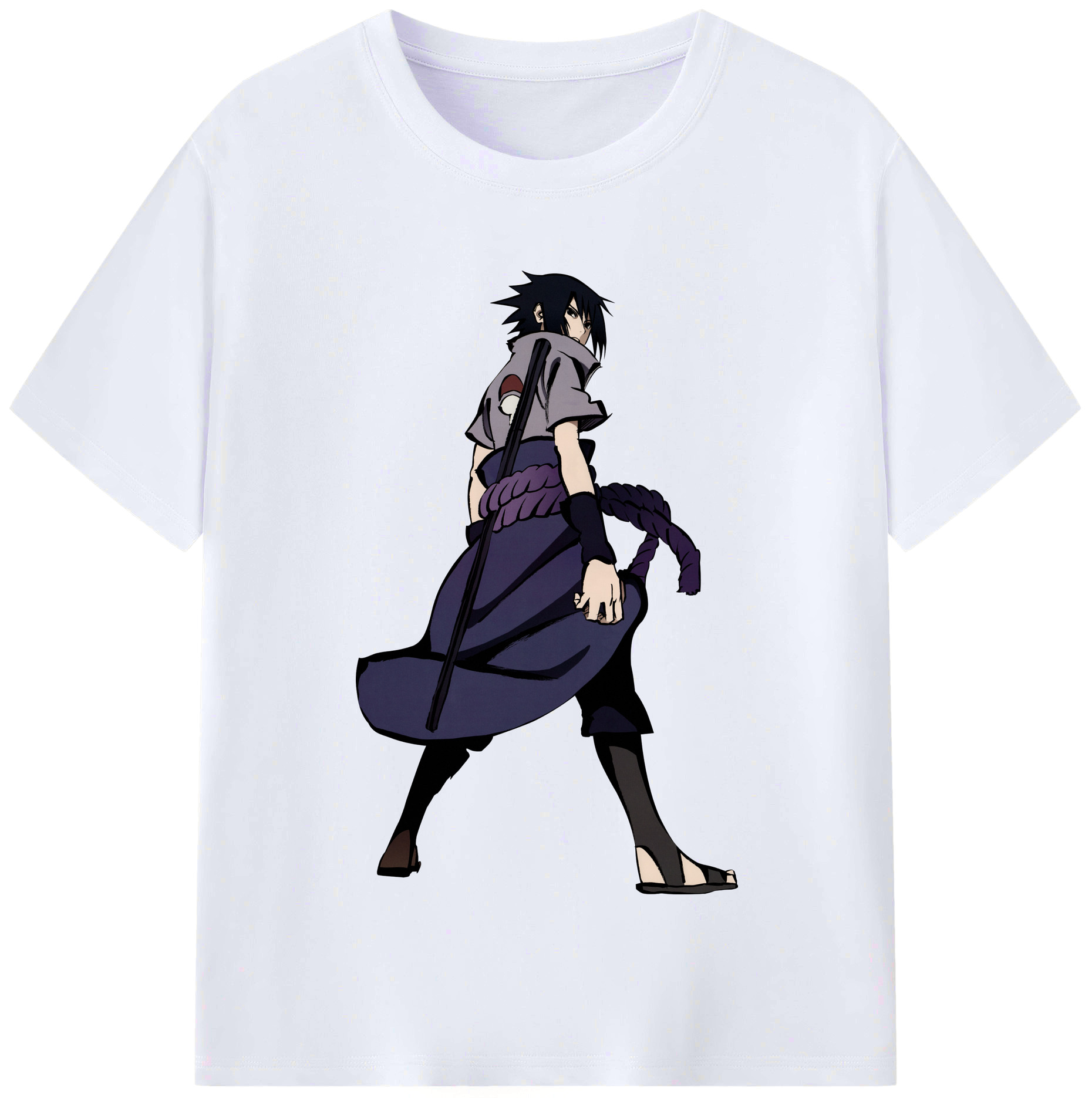 （画像用） NARUTO -ナルト- うちは サスケ Uchiha Sasuke レディースカジュアルプリントTシャツ（綿100％）