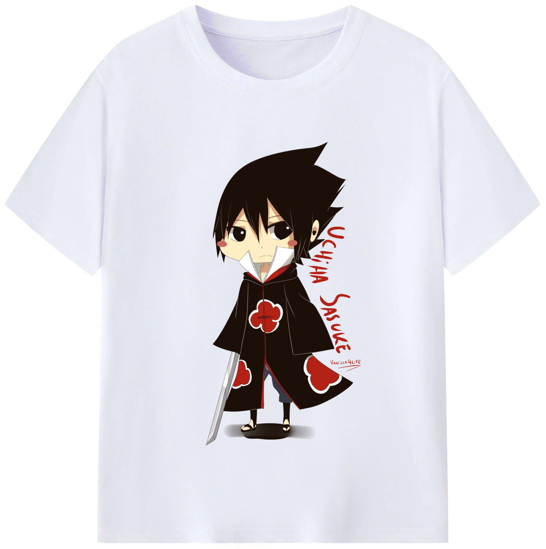 （画像用） NARUTO -ナルト- うちは サスケ Uchiha Sasuke レディースカジュアルプリントTシャツ（綿100％）