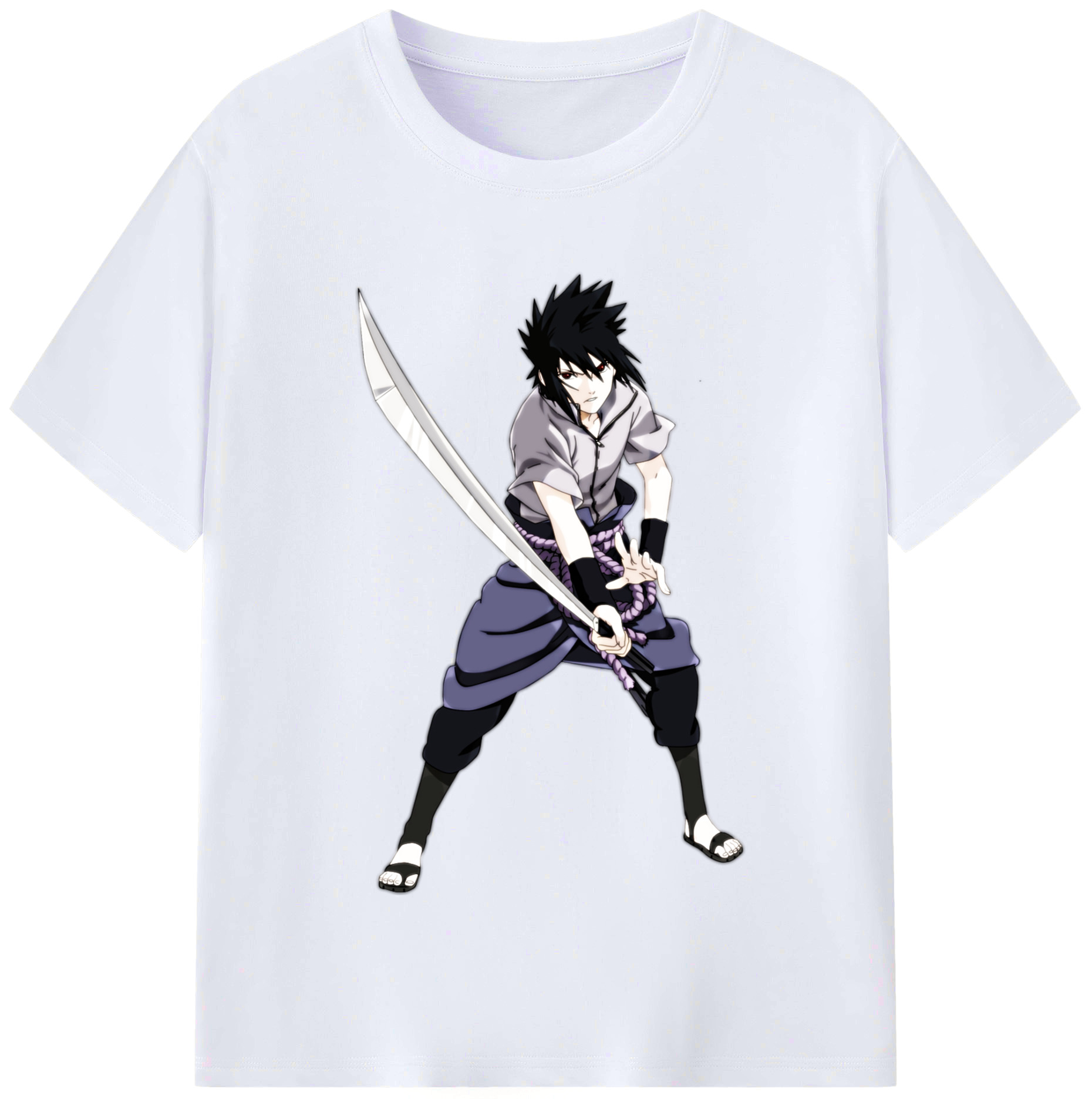 （画像用） NARUTO -ナルト- うちは サスケ Uchiha Sasuke レディースカジュアルプリントTシャツ（綿100％）