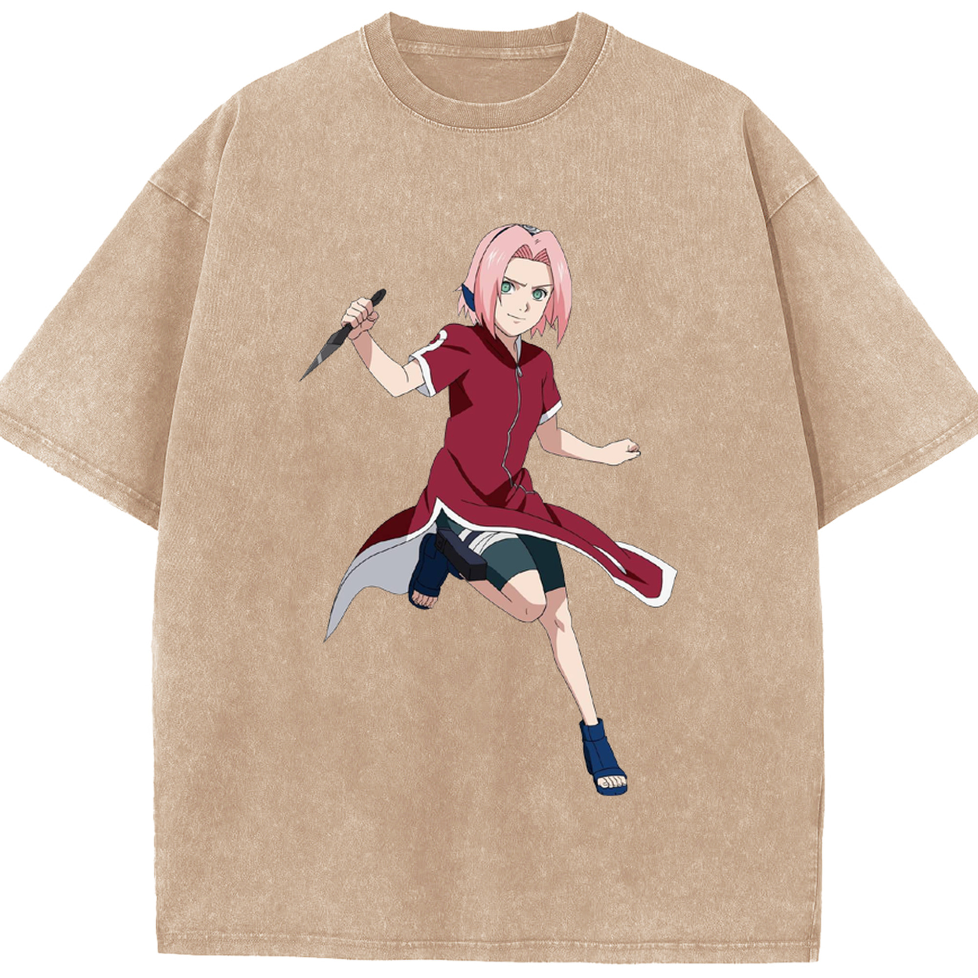 （画像用） NARUTO -ナルト- 春野サクラ Haruno Sakura 綿100% ヴィンテージ風 半袖Tシャツ（フロントプリント）