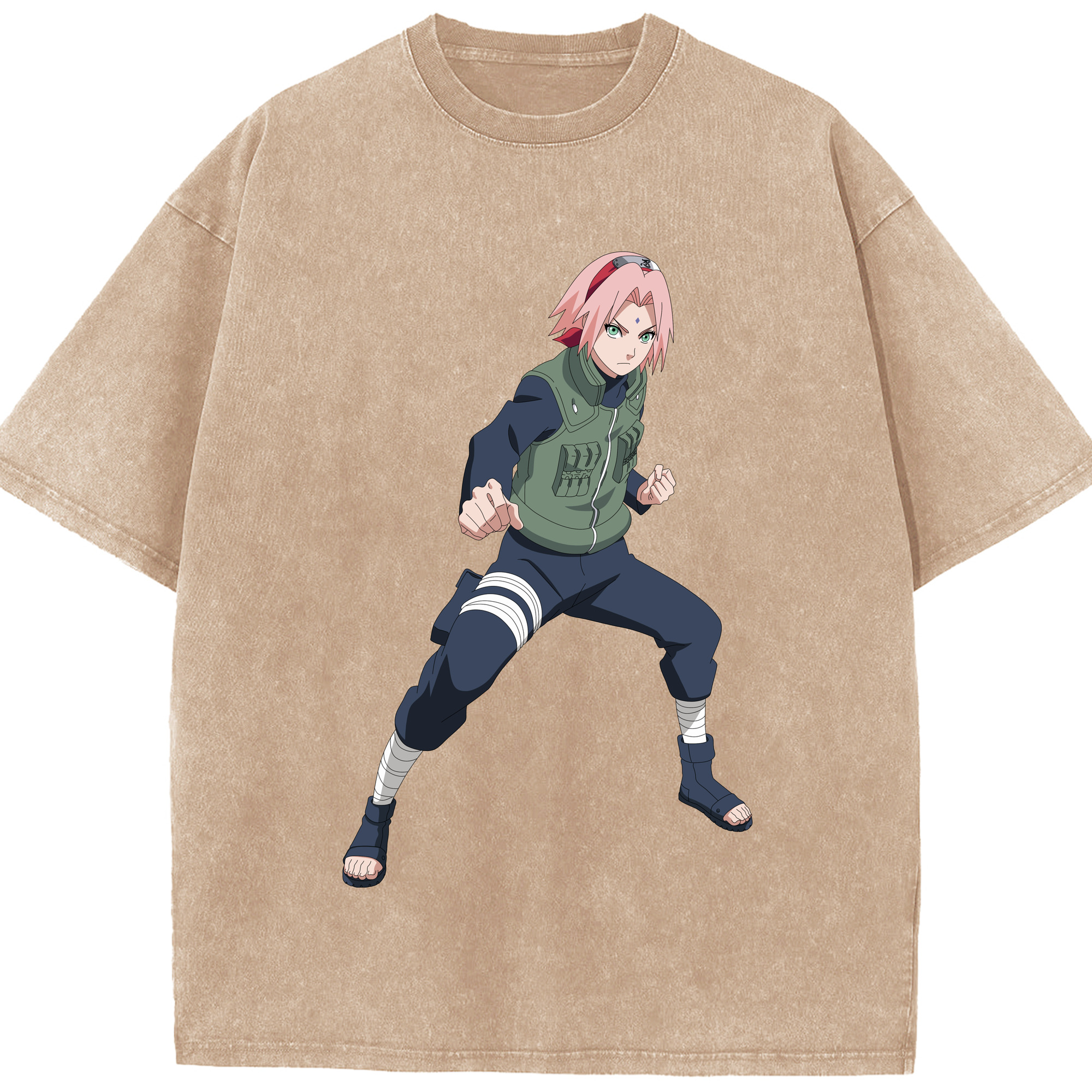 （画像用） NARUTO -ナルト- 春野サクラ Haruno Sakura 綿100% ヴィンテージ風 半袖Tシャツ（フロントプリント）