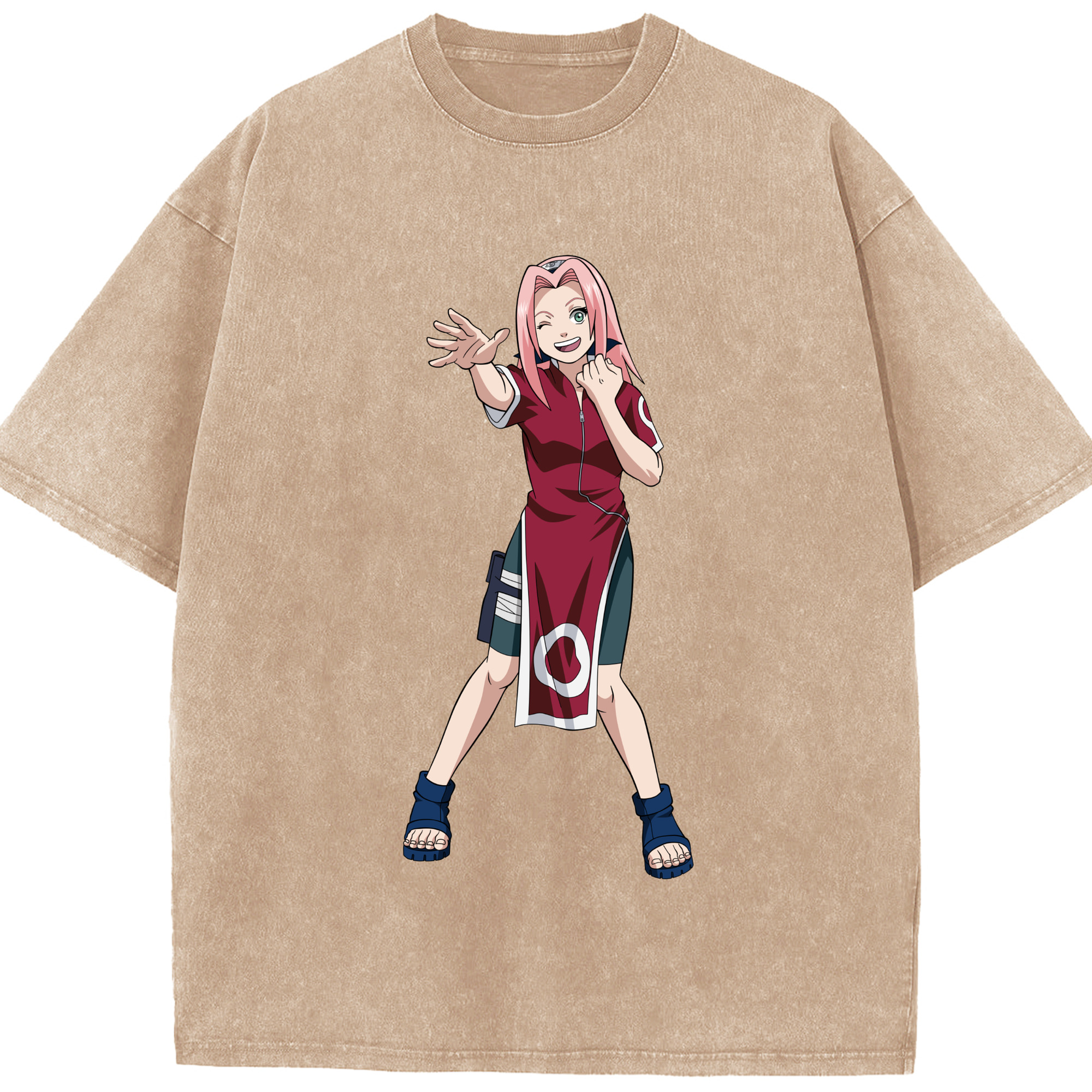 （画像用） NARUTO -ナルト- 春野サクラ Haruno Sakura 綿100% ヴィンテージ風 半袖Tシャツ（フロントプリント）