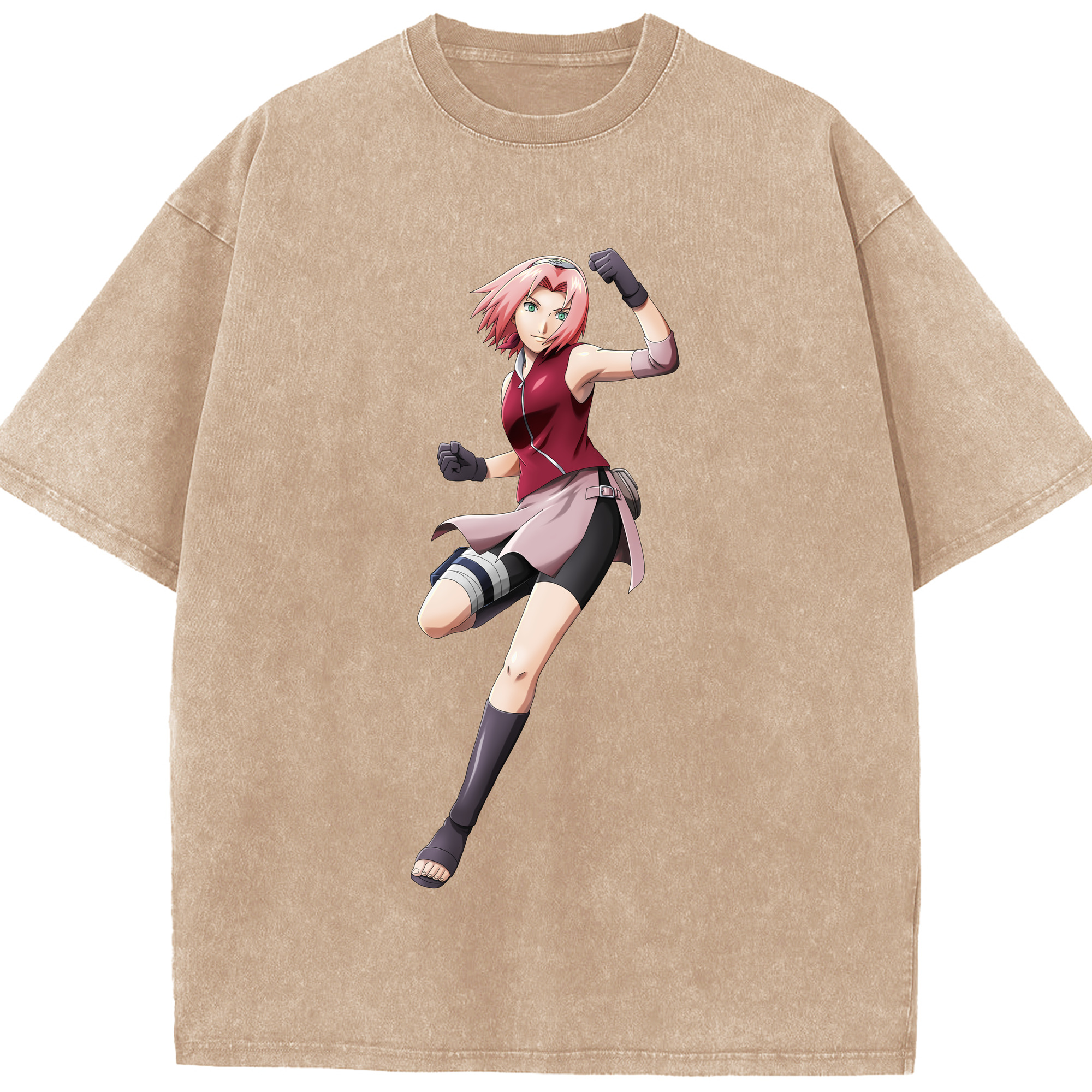 （画像用） NARUTO -ナルト- 春野サクラ Haruno Sakura 綿100% ヴィンテージ風 半袖Tシャツ（フロントプリント）