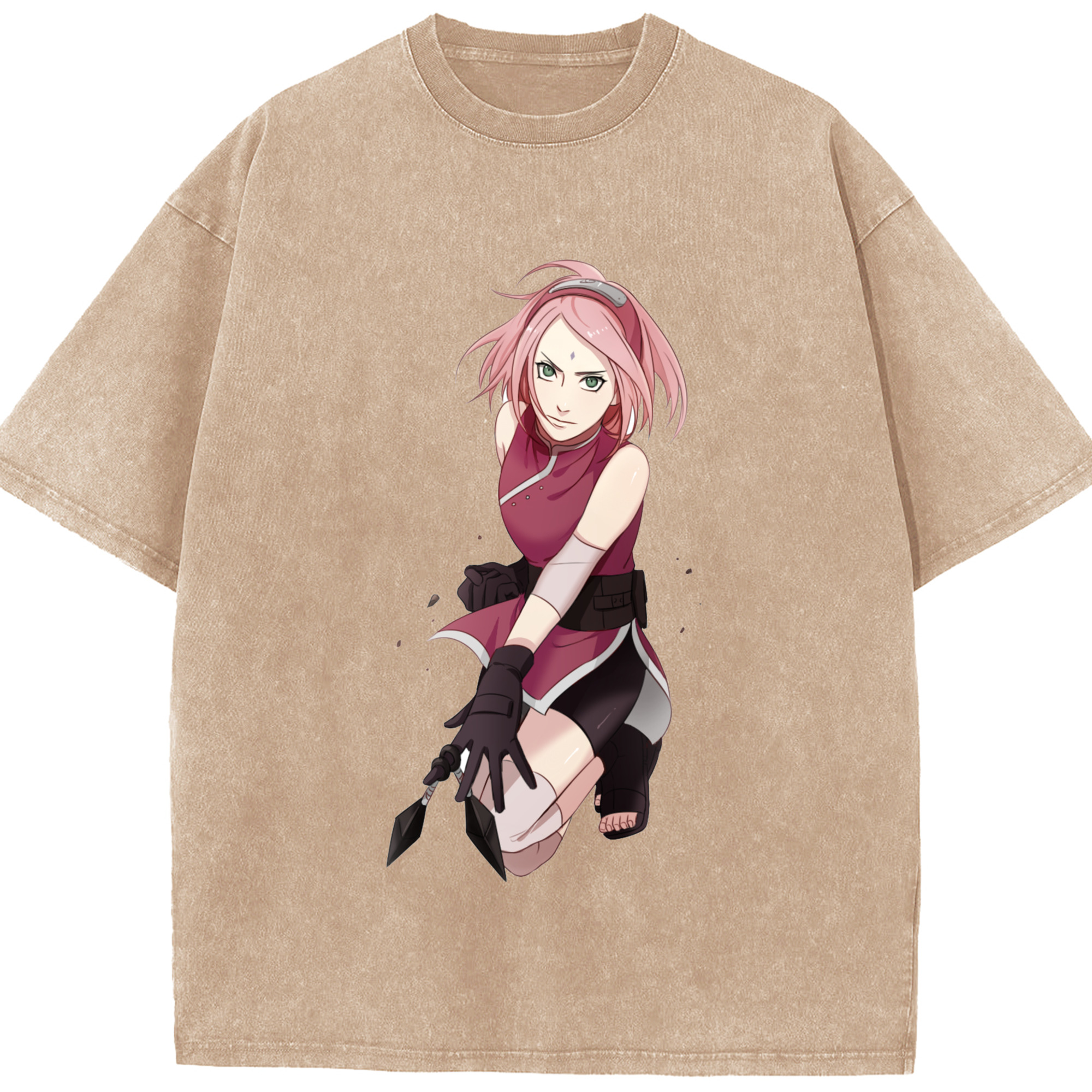 （画像用） NARUTO -ナルト- 春野サクラ Haruno Sakura 綿100% ヴィンテージ風 半袖Tシャツ（フロントプリント）