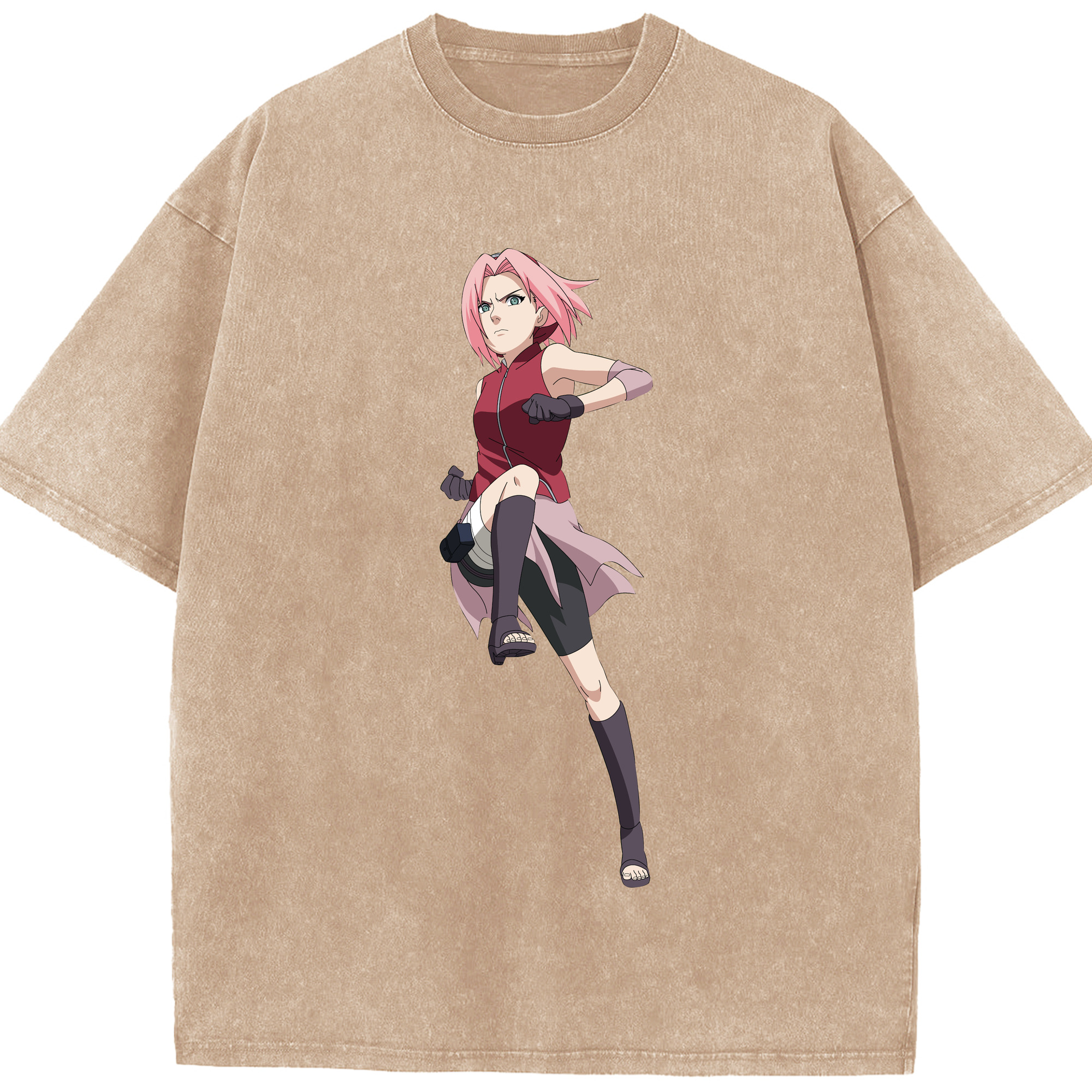 （画像用） NARUTO -ナルト- 春野サクラ Haruno Sakura 綿100% ヴィンテージ風 半袖Tシャツ（フロントプリント）