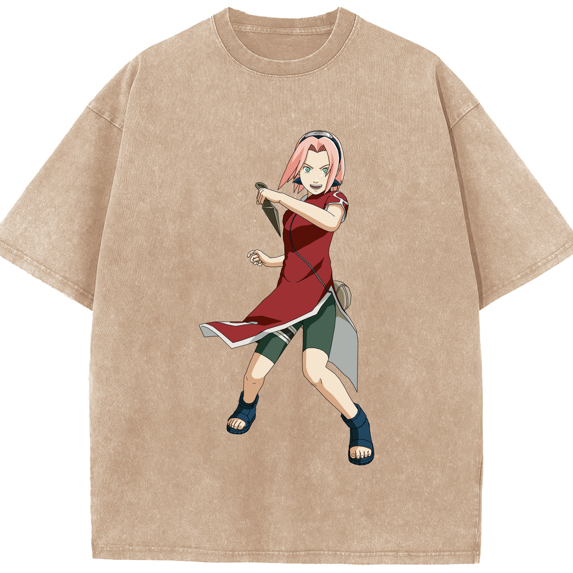 （画像用） NARUTO -ナルト- 春野サクラ Haruno Sakura 綿100% ヴィンテージ風 半袖Tシャツ（フロントプリント）
