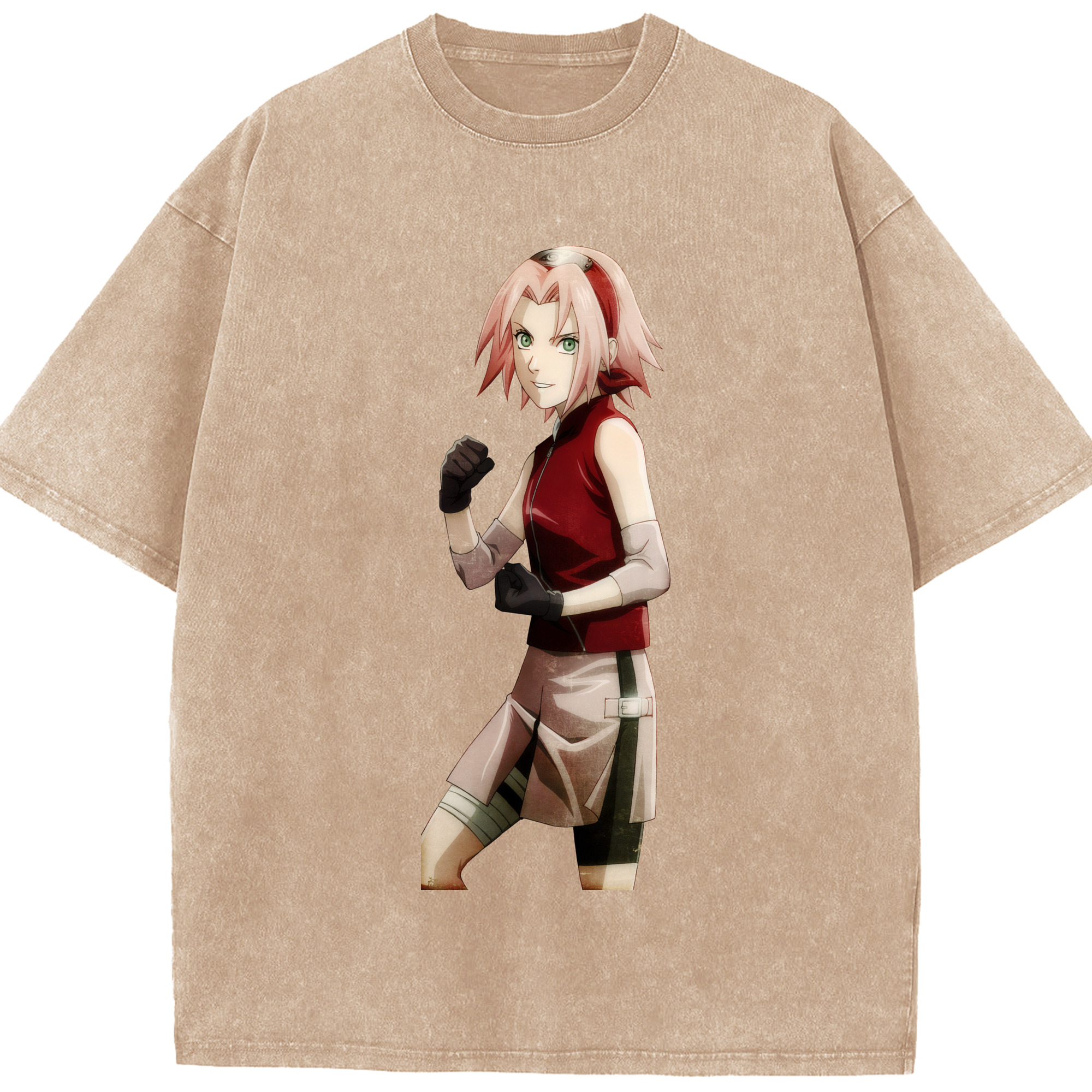 （画像用） NARUTO -ナルト- 春野サクラ Haruno Sakura 綿100% ヴィンテージ風 半袖Tシャツ（フロントプリント）