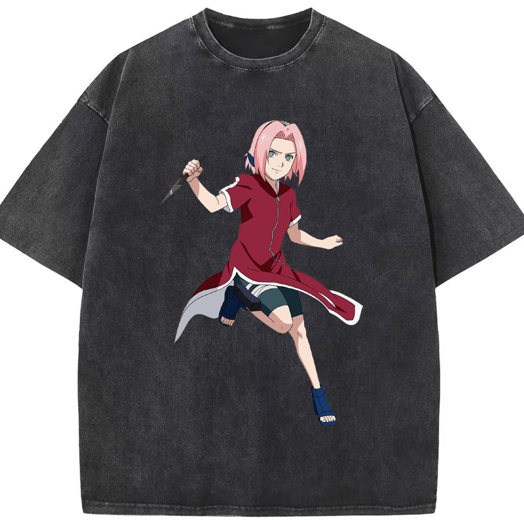 （画像用） NARUTO -ナルト- 春野サクラ Haruno Sakura 綿100% ヴィンテージ風 半袖Tシャツ（フロントプリント）