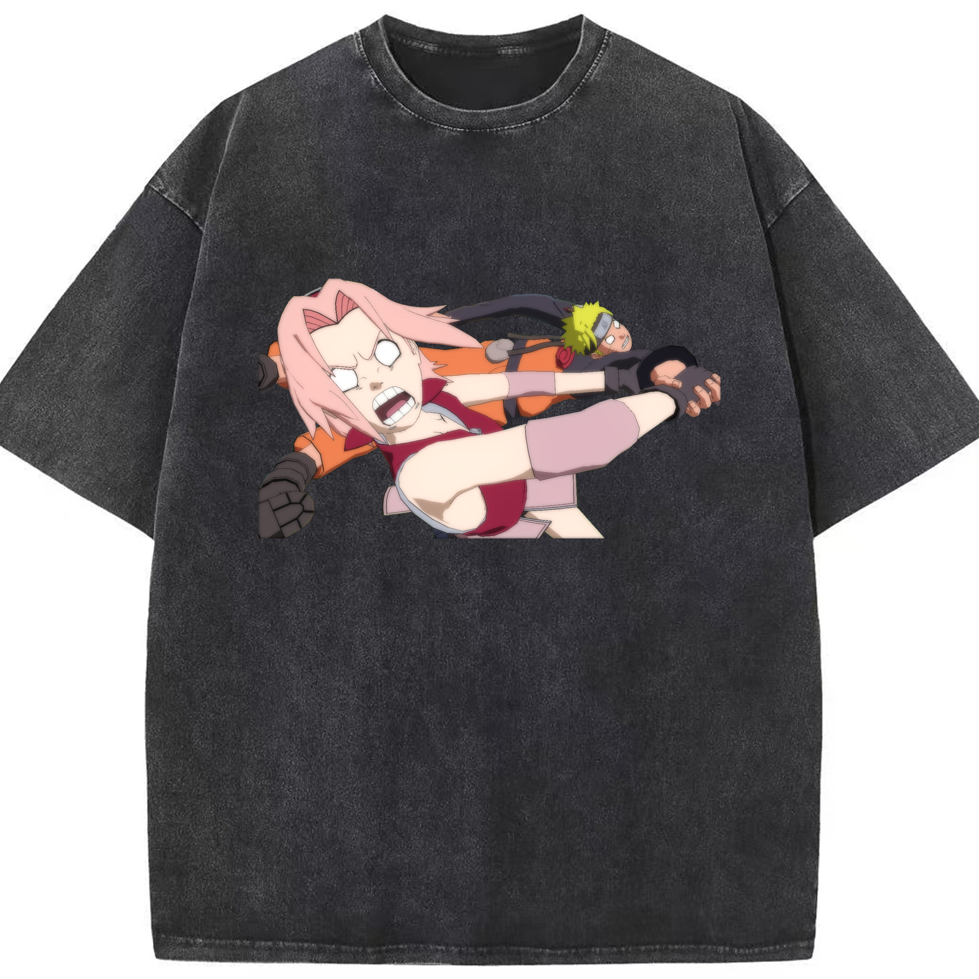 （画像用） NARUTO -ナルト- 春野サクラ Haruno Sakura 綿100% ヴィンテージ風 半袖Tシャツ（フロントプリント）