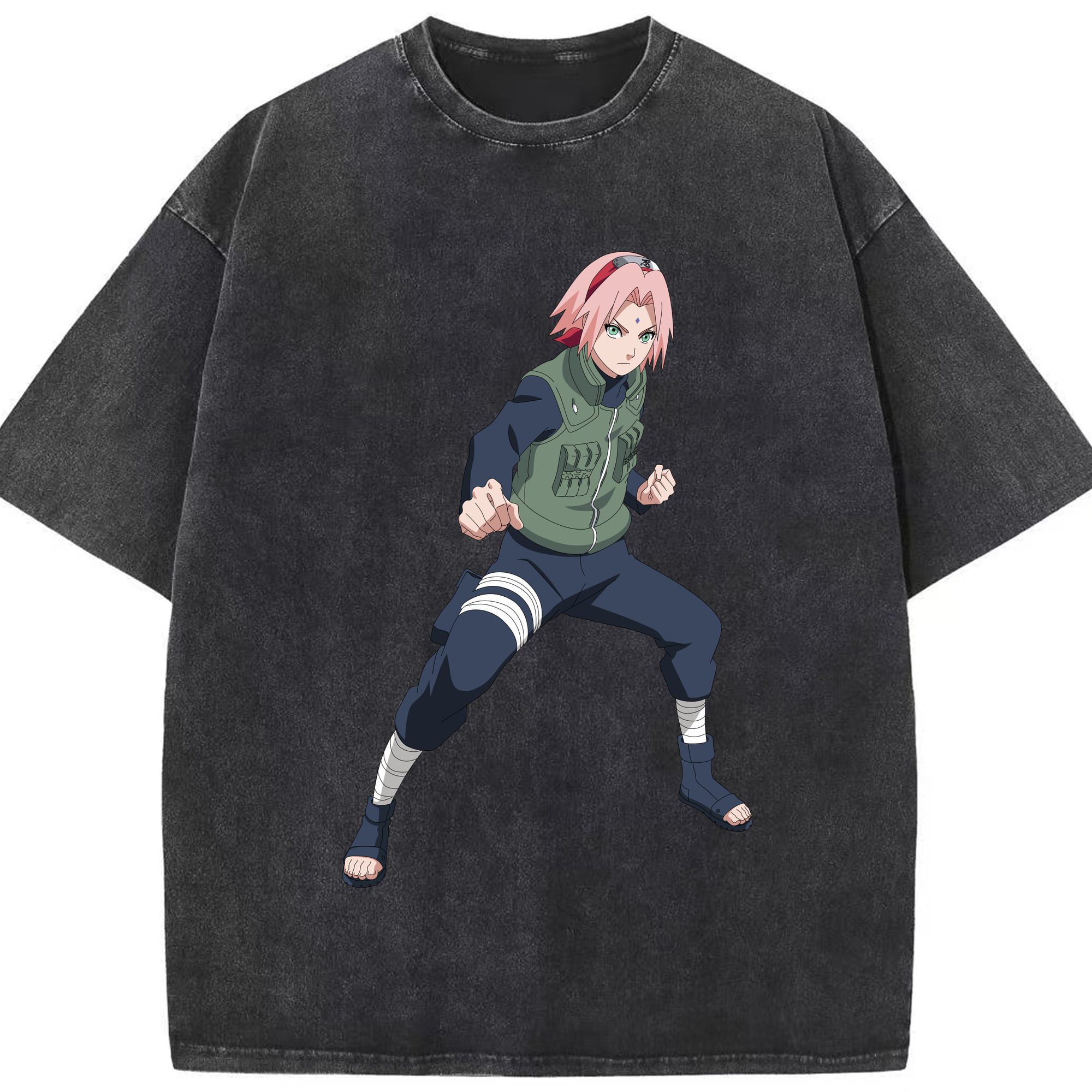 （画像用） NARUTO -ナルト- 春野サクラ Haruno Sakura 綿100% ヴィンテージ風 半袖Tシャツ（フロントプリント）