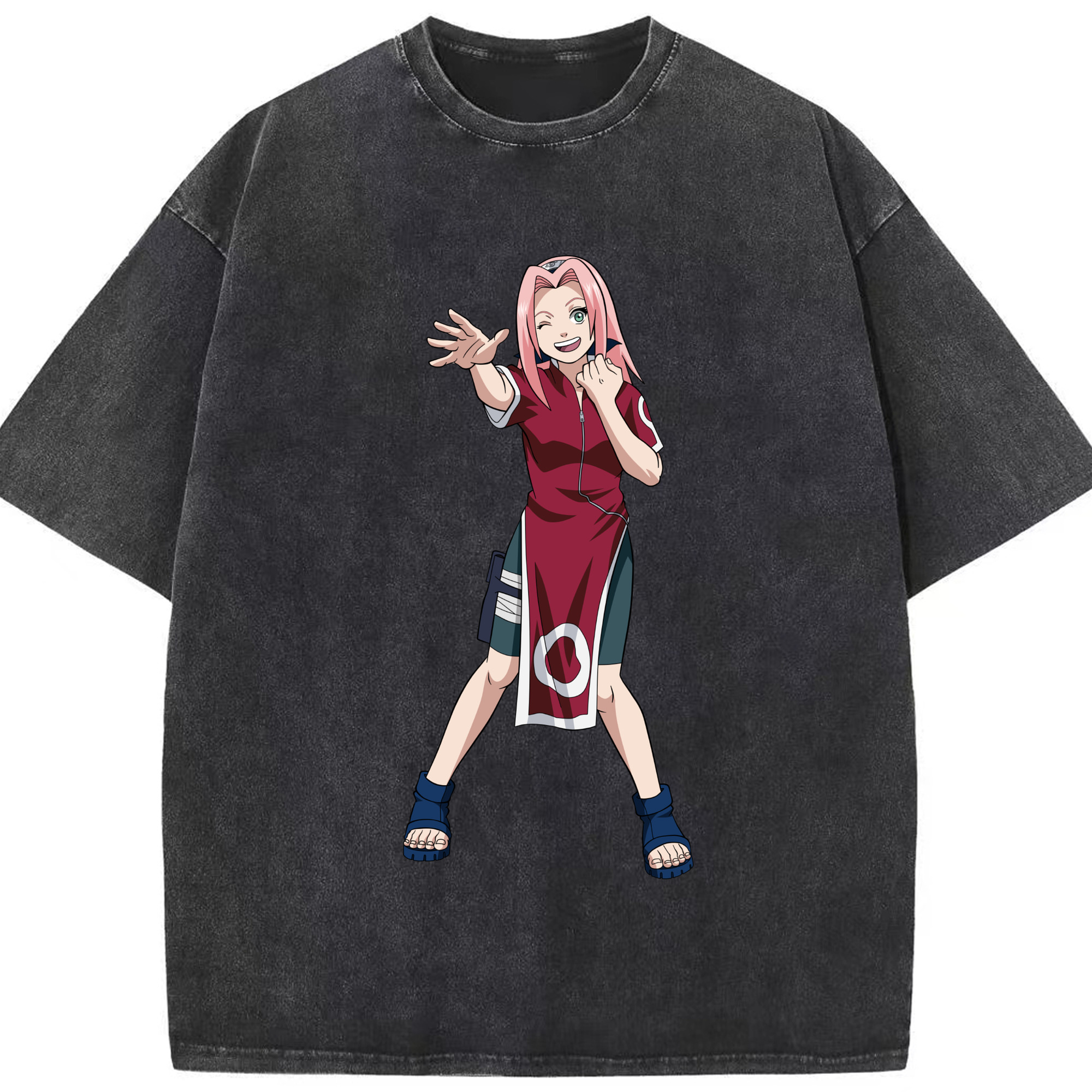 （画像用） NARUTO -ナルト- 春野サクラ Haruno Sakura 綿100% ヴィンテージ風 半袖Tシャツ（フロントプリント）