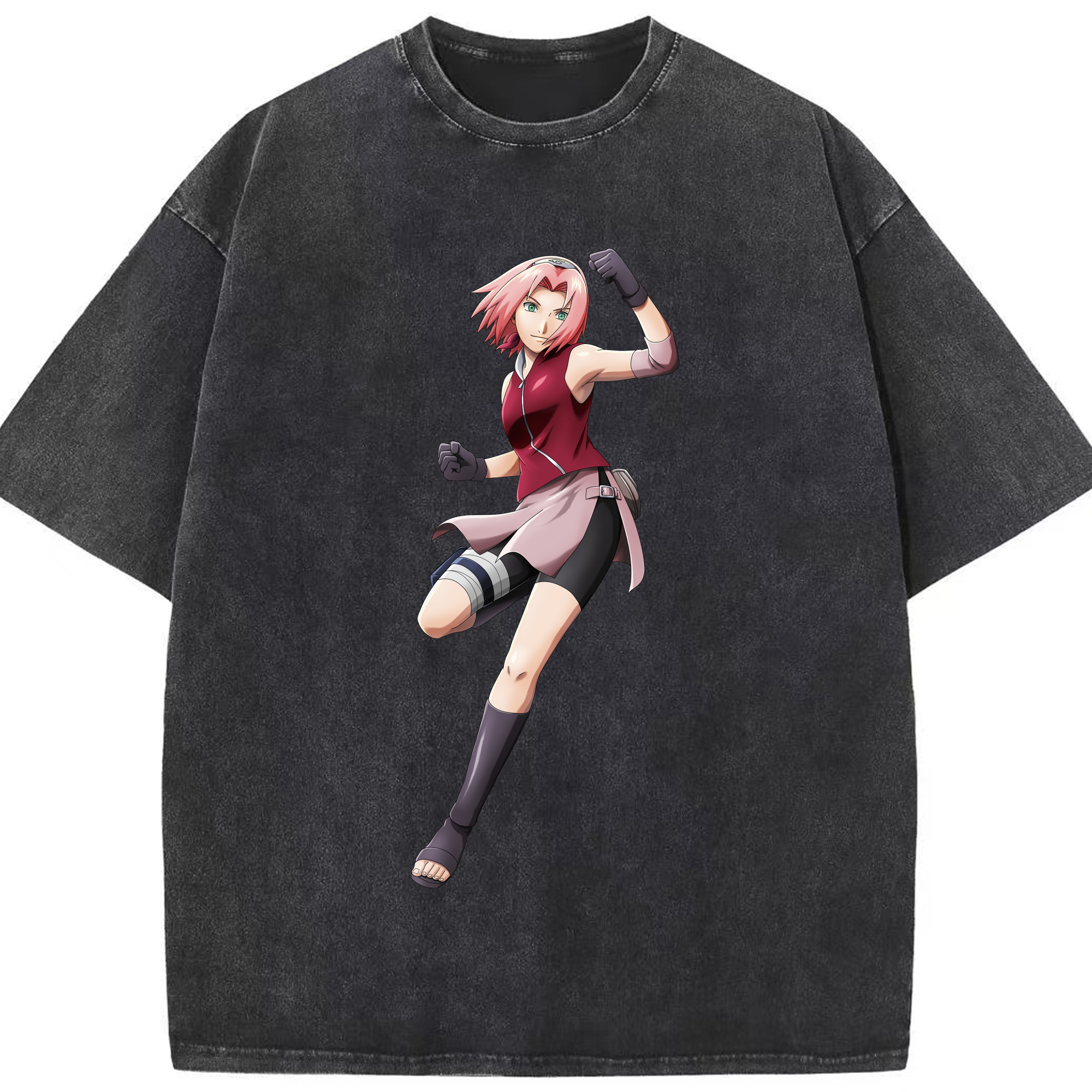（画像用） NARUTO -ナルト- 春野サクラ Haruno Sakura 綿100% ヴィンテージ風 半袖Tシャツ（フロントプリント）