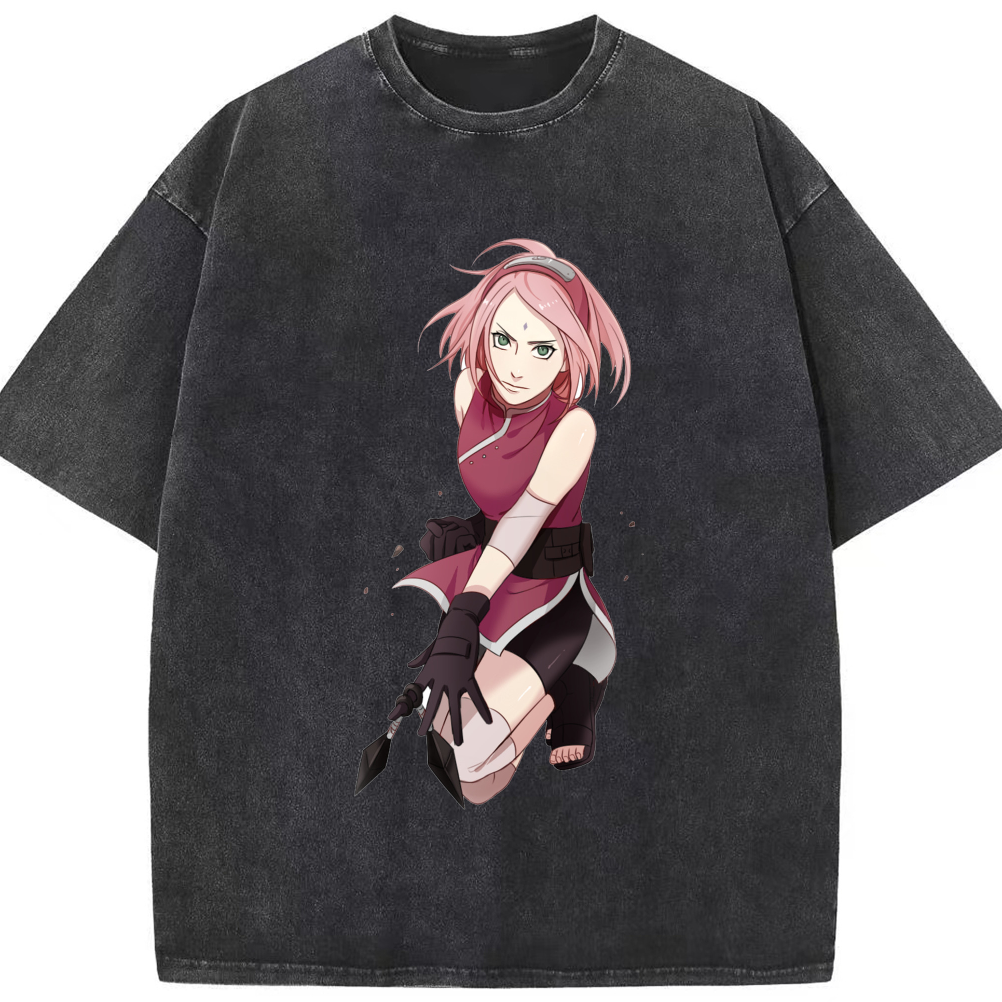 （画像用） NARUTO -ナルト- 春野サクラ Haruno Sakura 綿100% ヴィンテージ風 半袖Tシャツ（フロントプリント）