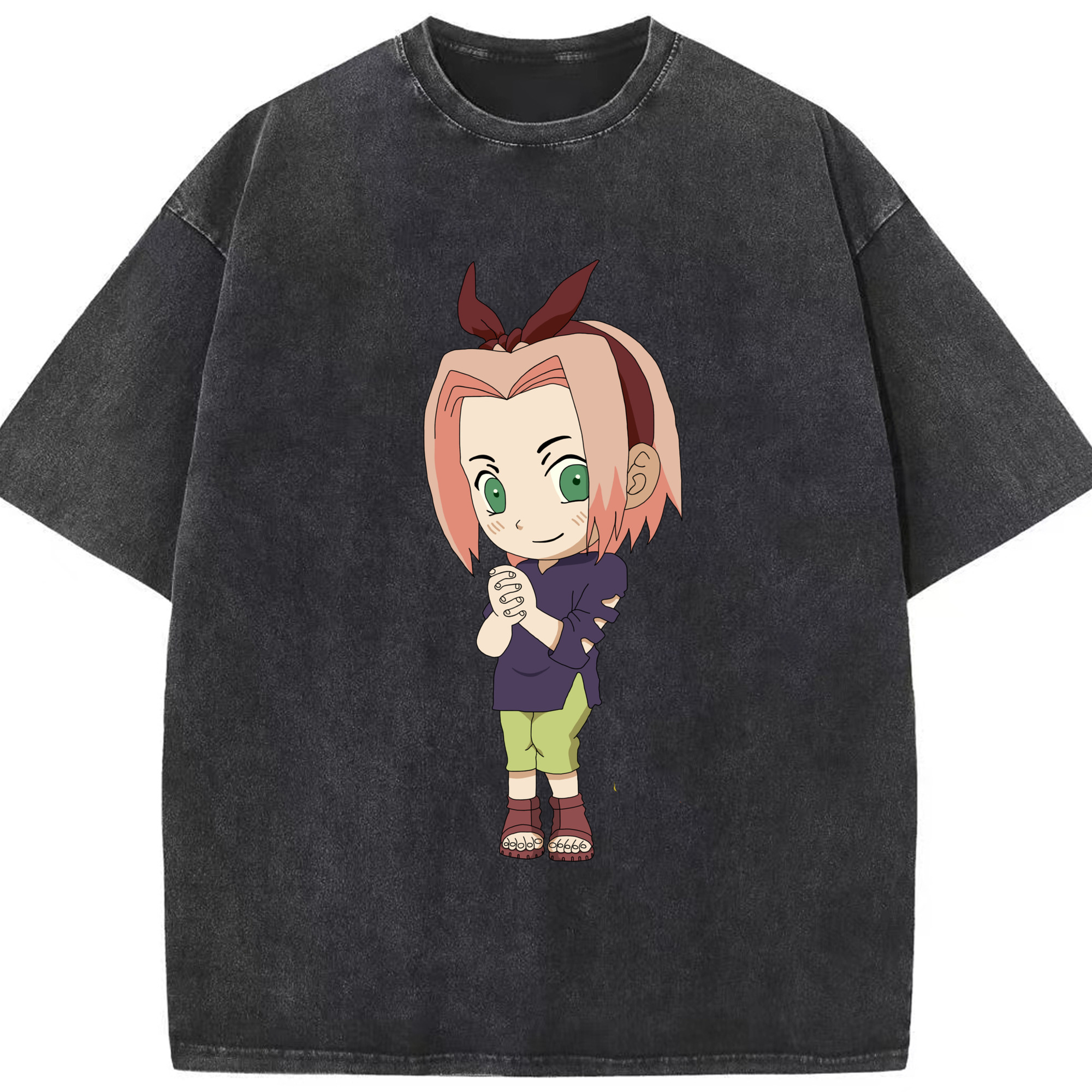 （画像用） NARUTO -ナルト- 春野サクラ Haruno Sakura 綿100% ヴィンテージ風 半袖Tシャツ（フロントプリント）