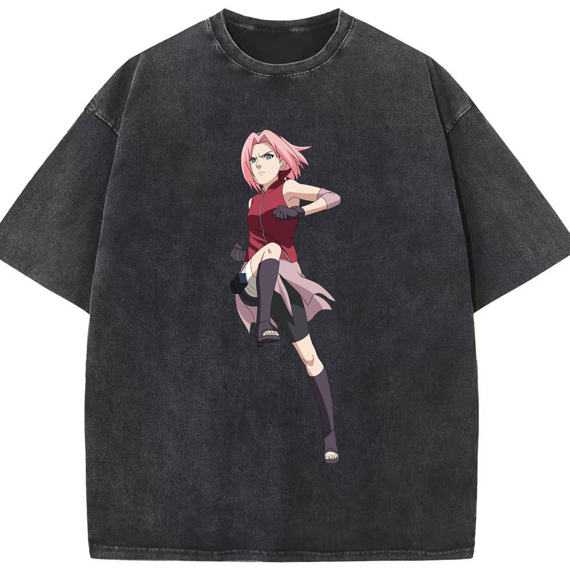 （画像用） NARUTO -ナルト- 春野サクラ Haruno Sakura 綿100% ヴィンテージ風 半袖Tシャツ（フロントプリント）