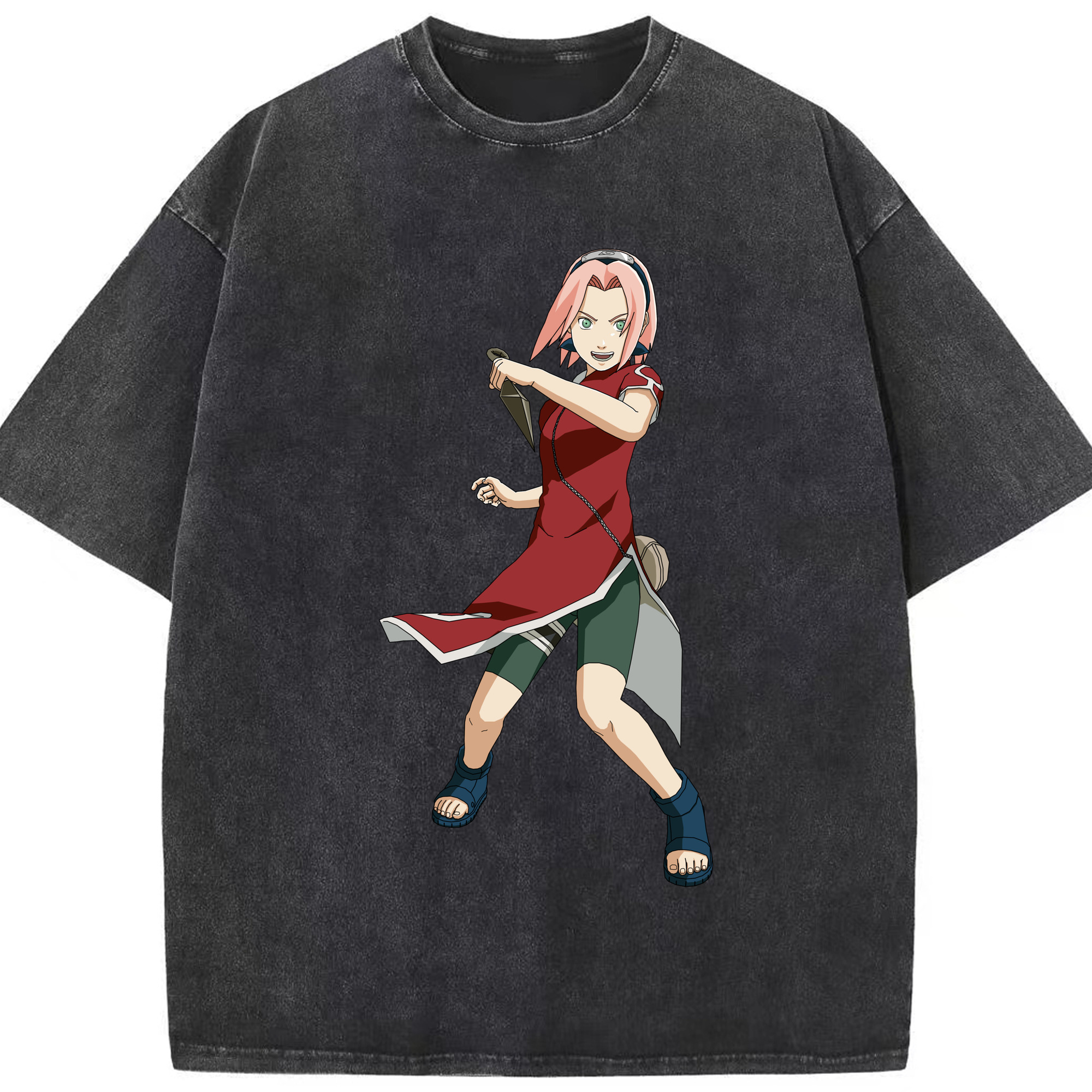 （画像用） NARUTO -ナルト- 春野サクラ Haruno Sakura 綿100% ヴィンテージ風 半袖Tシャツ（フロントプリント）