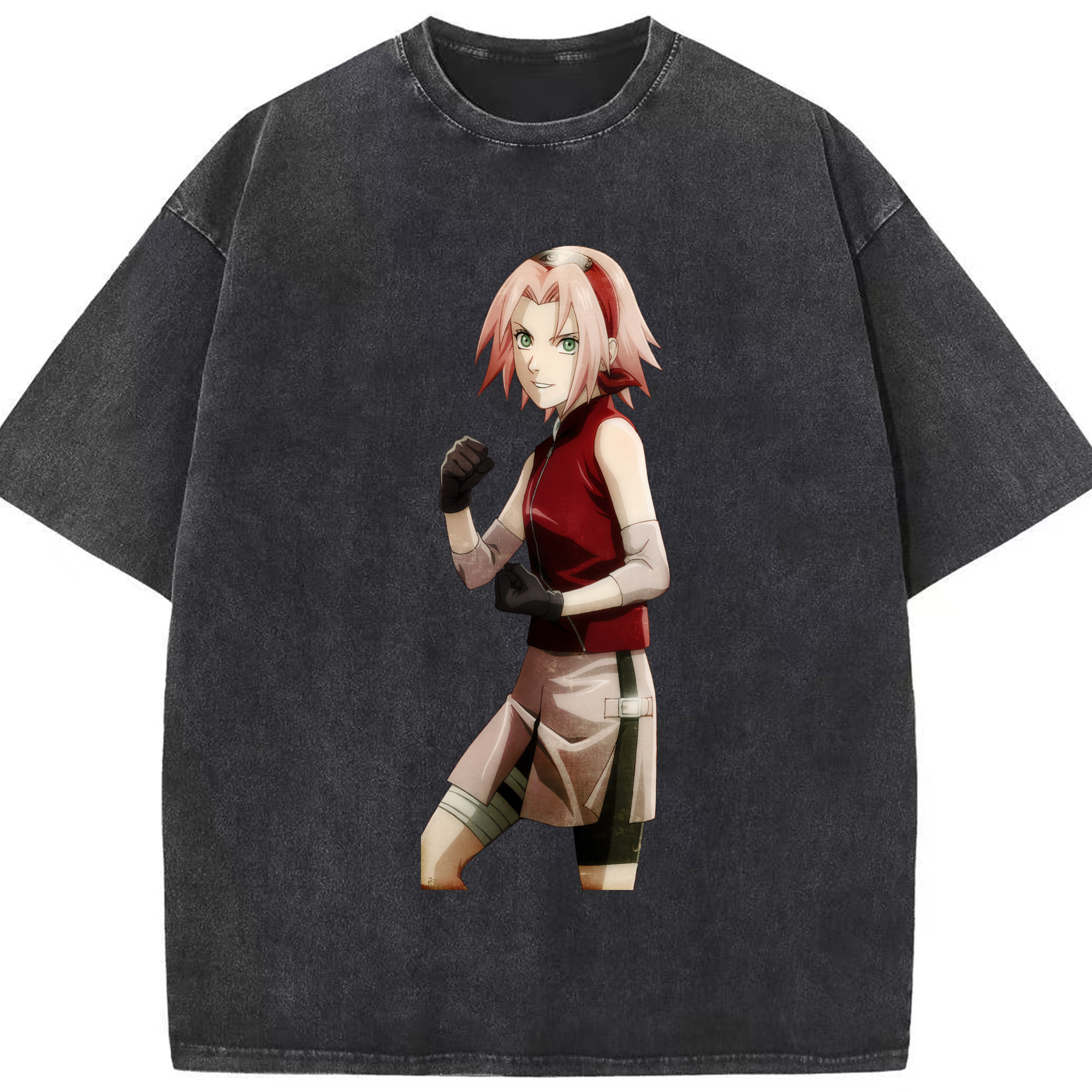 （画像用） NARUTO -ナルト- 春野サクラ Haruno Sakura 綿100% ヴィンテージ風 半袖Tシャツ（フロントプリント）