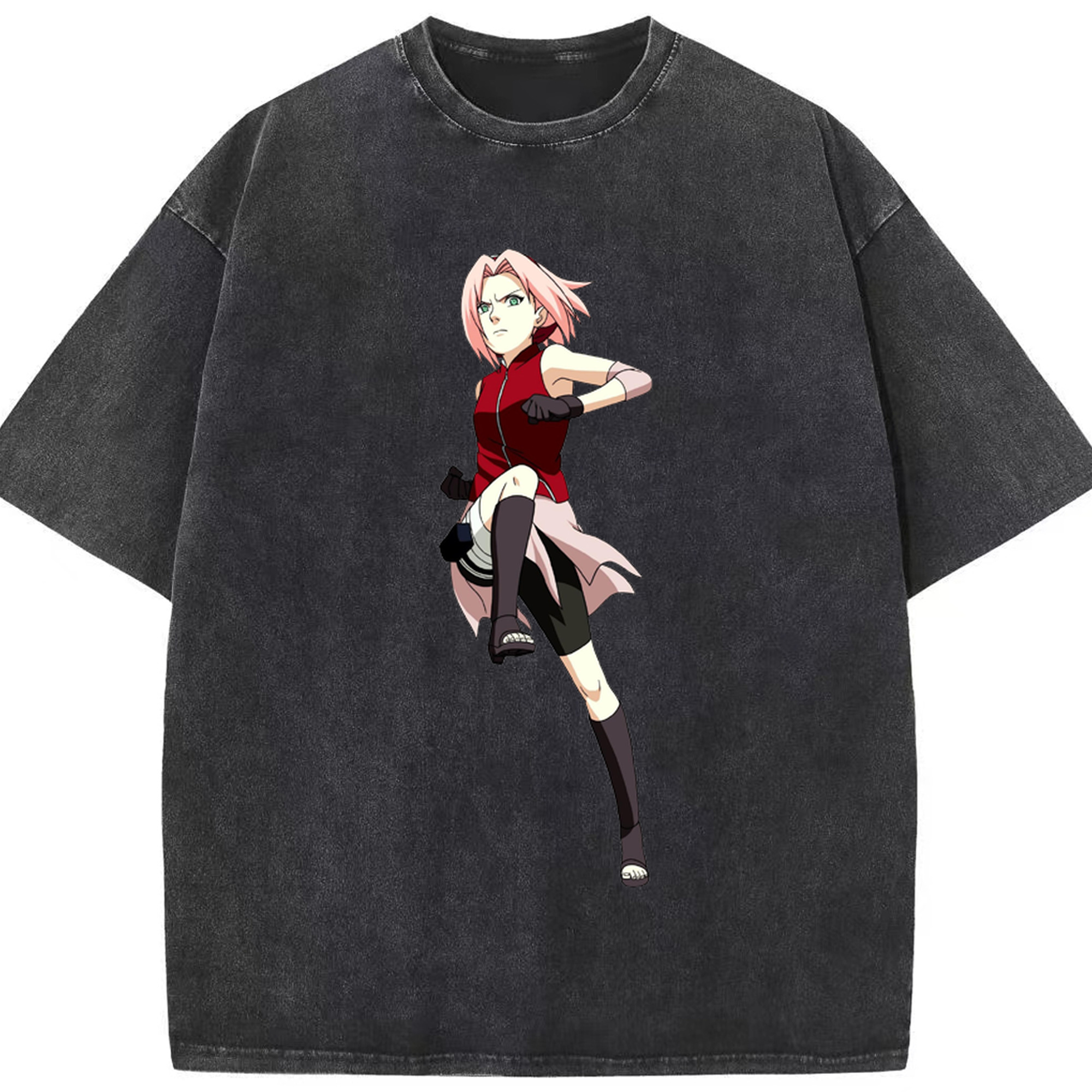 （画像用） NARUTO -ナルト- 春野サクラ Haruno Sakura 綿100% ヴィンテージ風 半袖Tシャツ（フロントプリント）