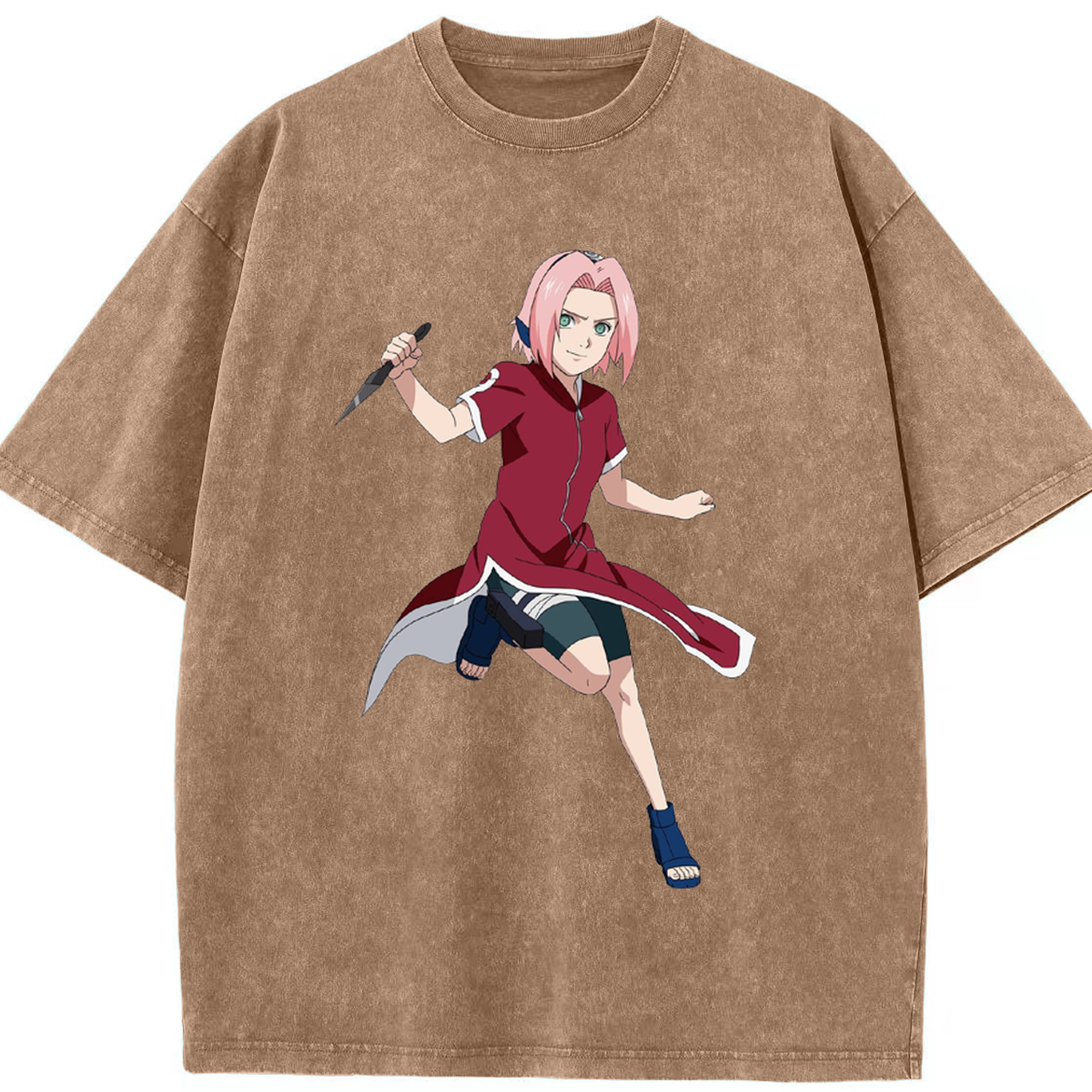 （画像用） NARUTO -ナルト- 春野サクラ Haruno Sakura 綿100% ヴィンテージ風 半袖Tシャツ（フロントプリント）