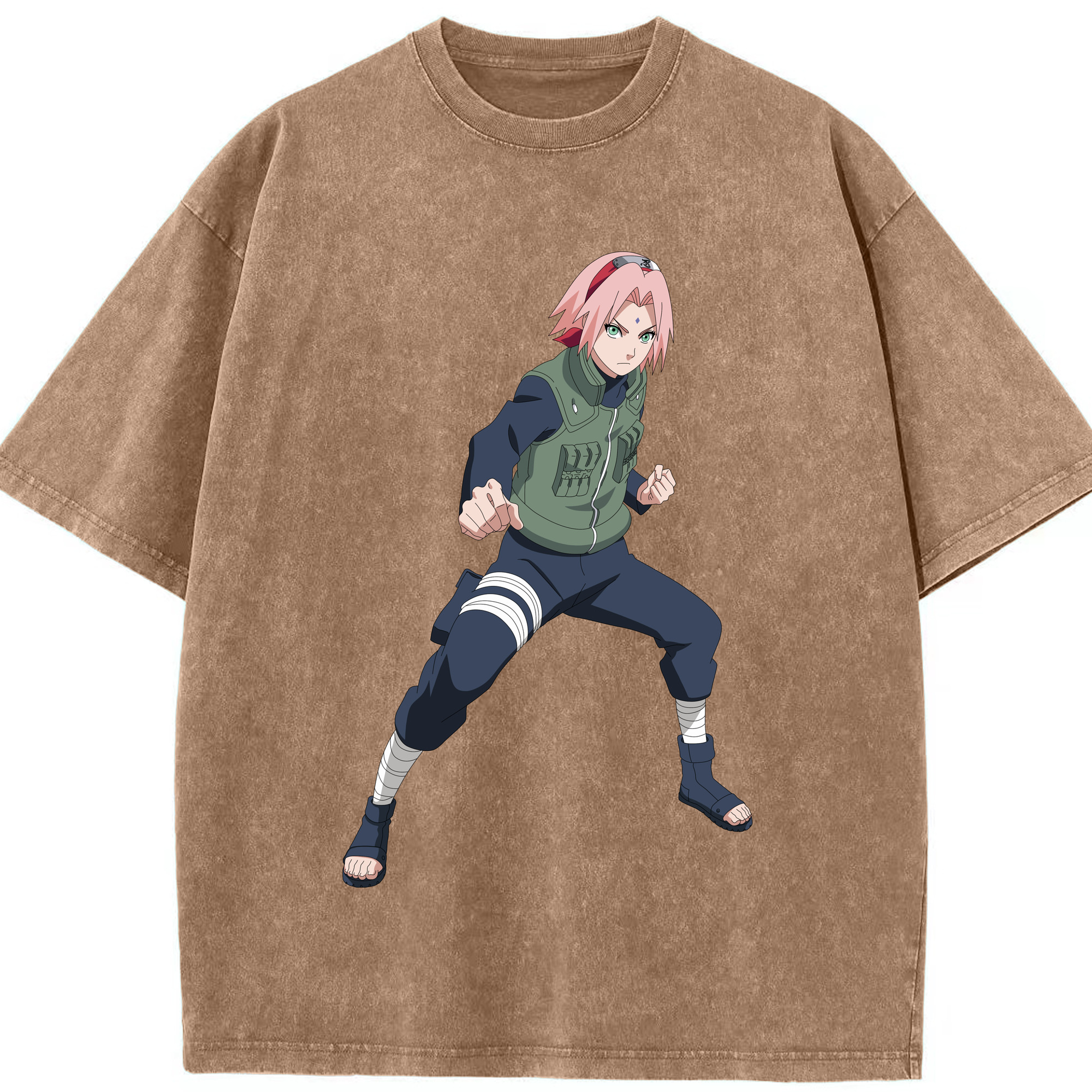 （画像用） NARUTO -ナルト- 春野サクラ Haruno Sakura 綿100% ヴィンテージ風 半袖Tシャツ（フロントプリント）