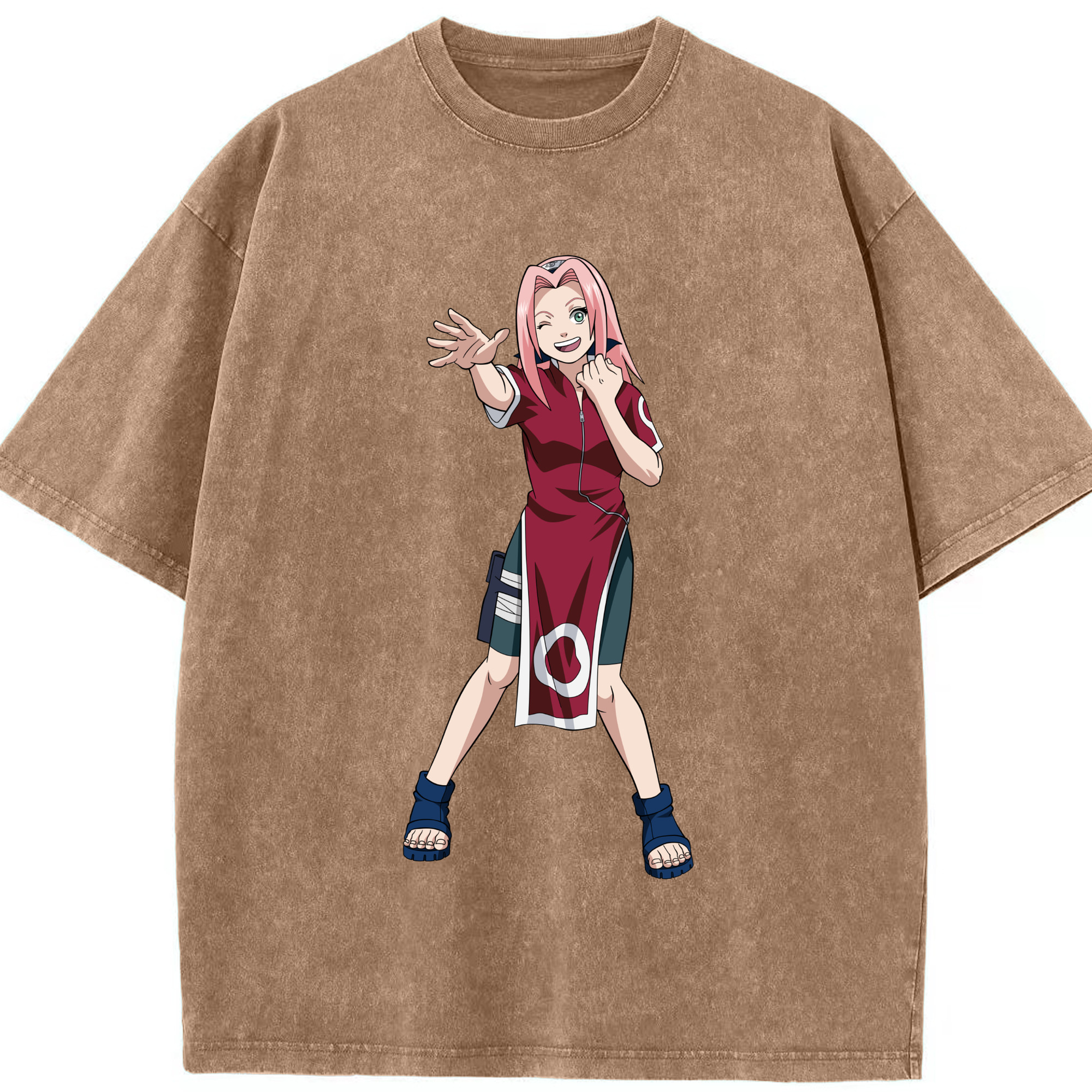 （画像用） NARUTO -ナルト- 春野サクラ Haruno Sakura 綿100% ヴィンテージ風 半袖Tシャツ（フロントプリント）