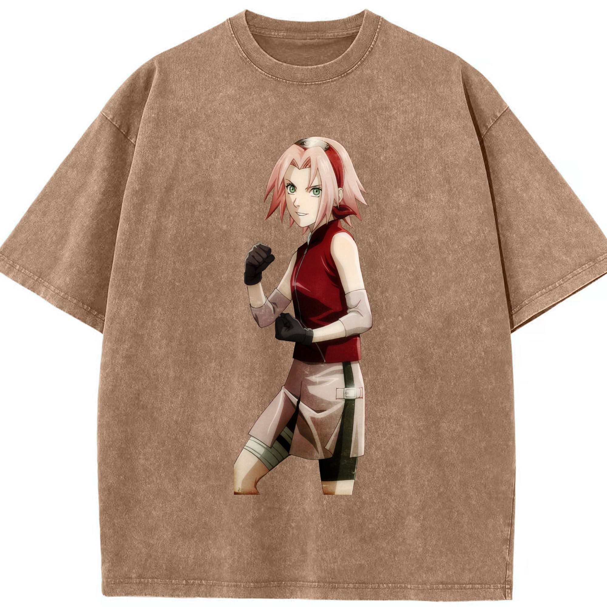 （画像用） NARUTO -ナルト- 春野サクラ Haruno Sakura 綿100% ヴィンテージ風 半袖Tシャツ（フロントプリント）
