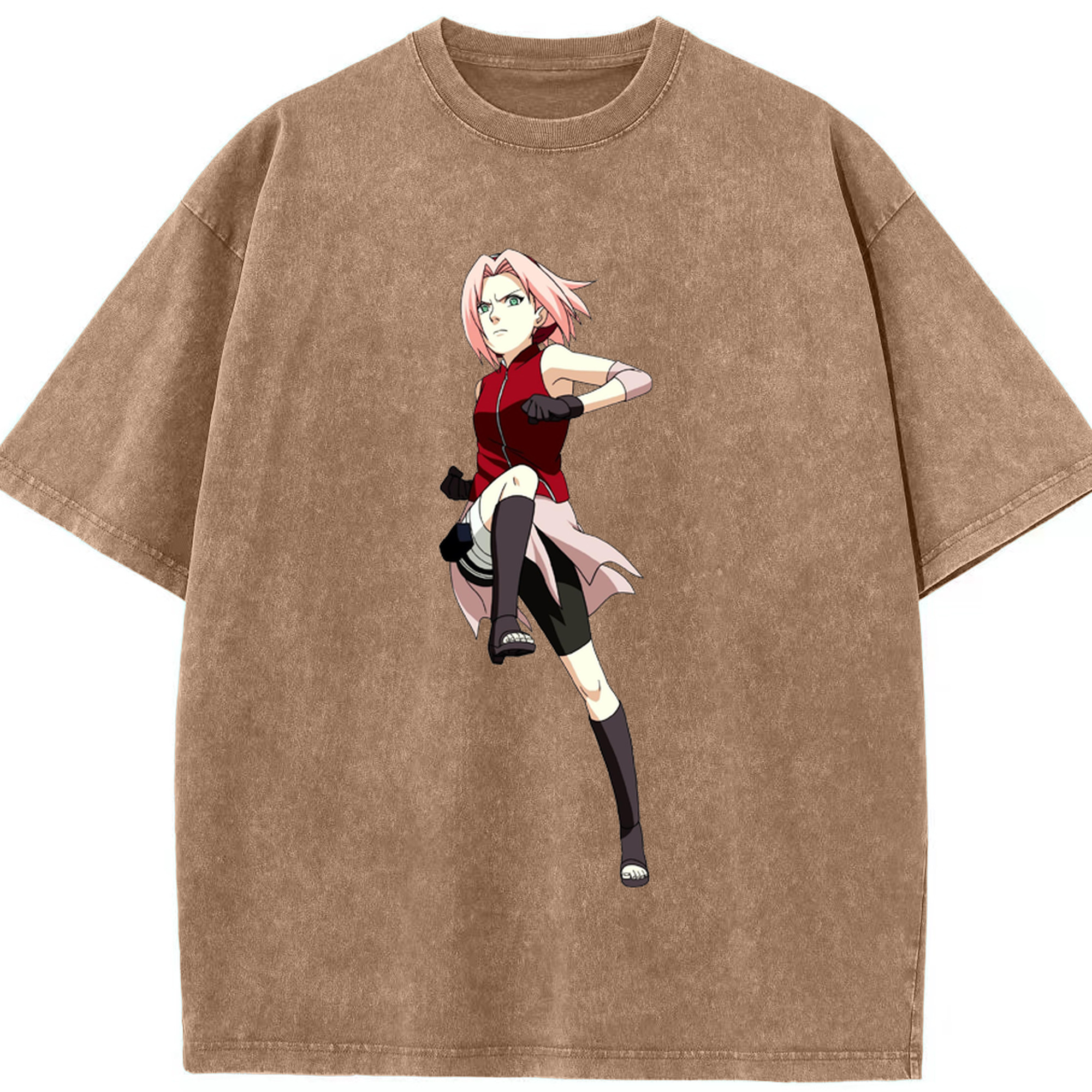 （画像用） NARUTO -ナルト- 春野サクラ Haruno Sakura 綿100% ヴィンテージ風 半袖Tシャツ（フロントプリント）