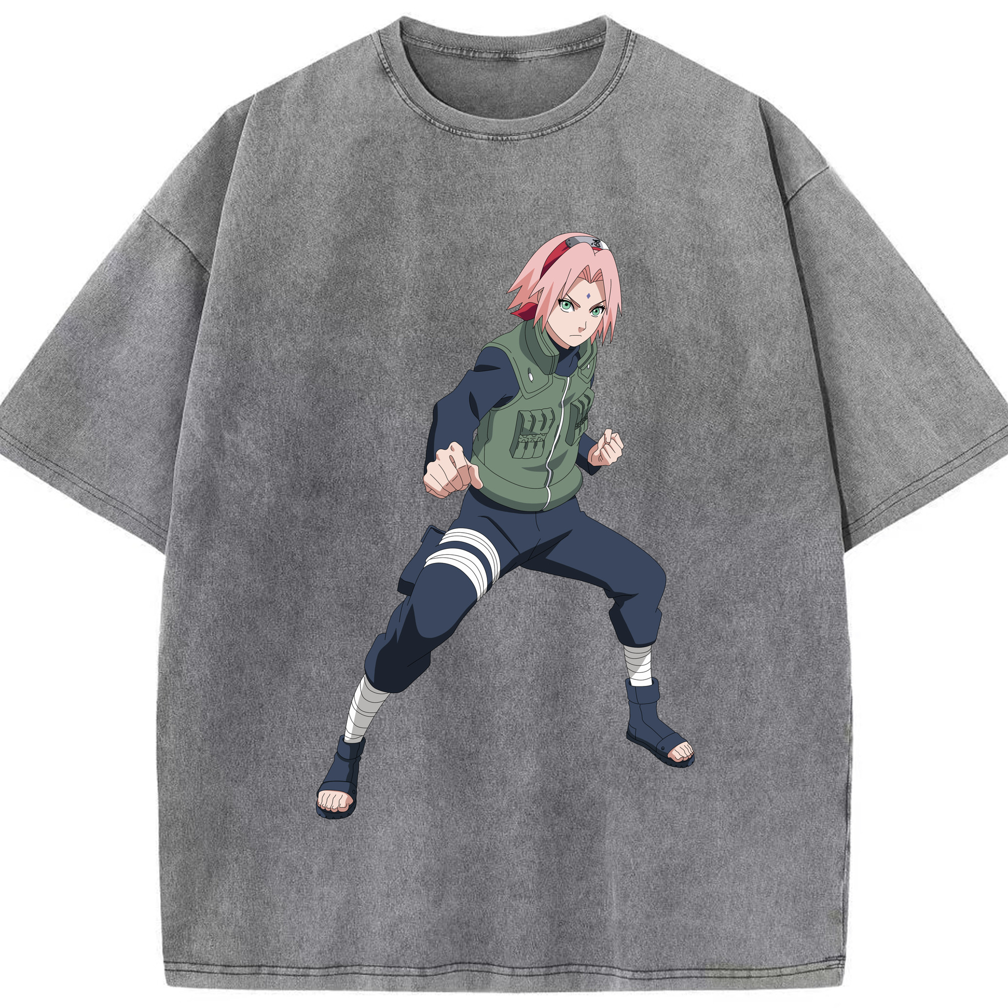 （画像用） NARUTO -ナルト- 春野サクラ Haruno Sakura 綿100% ヴィンテージ風 半袖Tシャツ（フロントプリント）