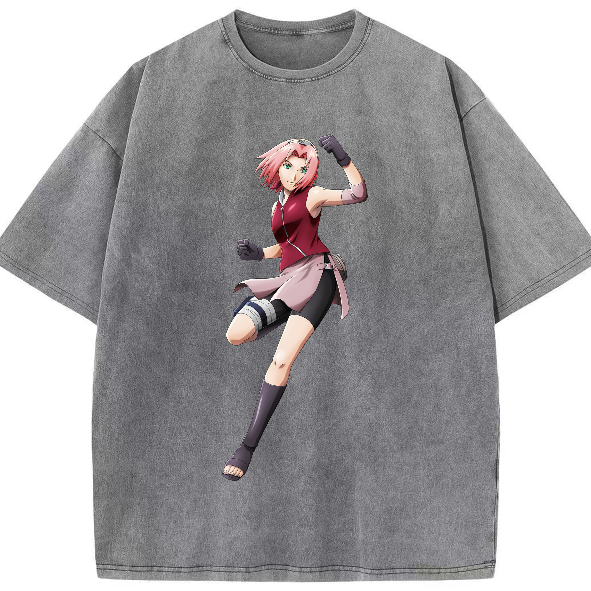 （画像用） NARUTO -ナルト- 春野サクラ Haruno Sakura 綿100% ヴィンテージ風 半袖Tシャツ（フロントプリント）