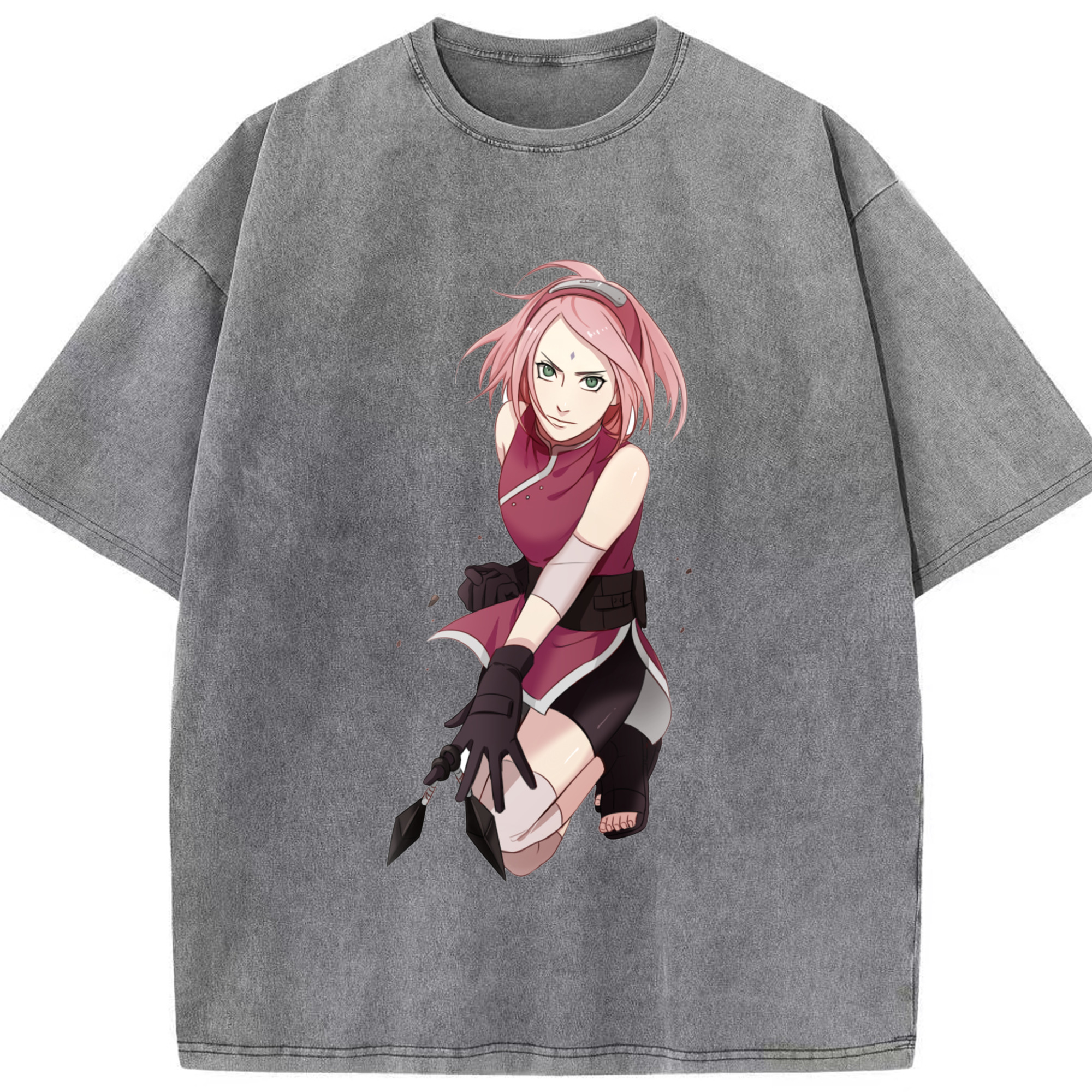 （画像用） NARUTO -ナルト- 春野サクラ Haruno Sakura 綿100% ヴィンテージ風 半袖Tシャツ（フロントプリント）