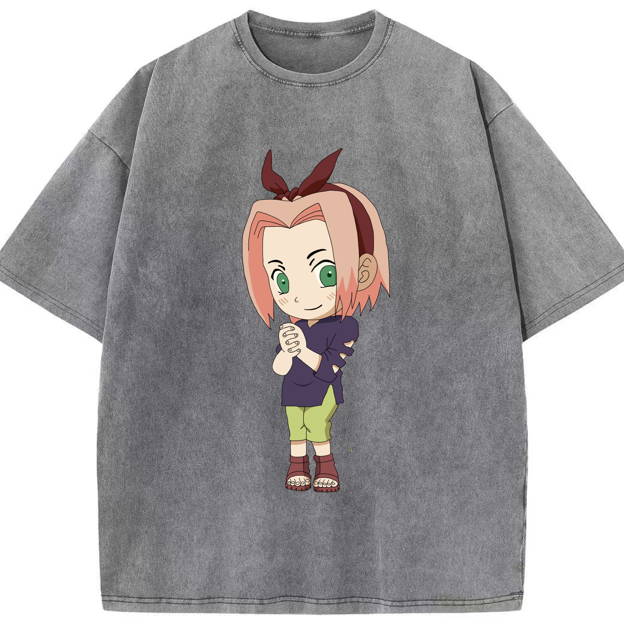 （画像用） NARUTO -ナルト- 春野サクラ Haruno Sakura 綿100% ヴィンテージ風 半袖Tシャツ（フロントプリント）
