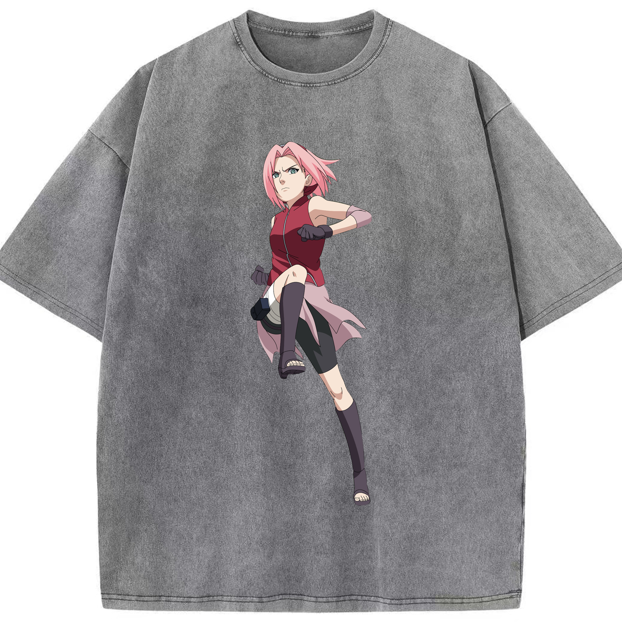 （画像用） NARUTO -ナルト- 春野サクラ Haruno Sakura 綿100% ヴィンテージ風 半袖Tシャツ（フロントプリント）