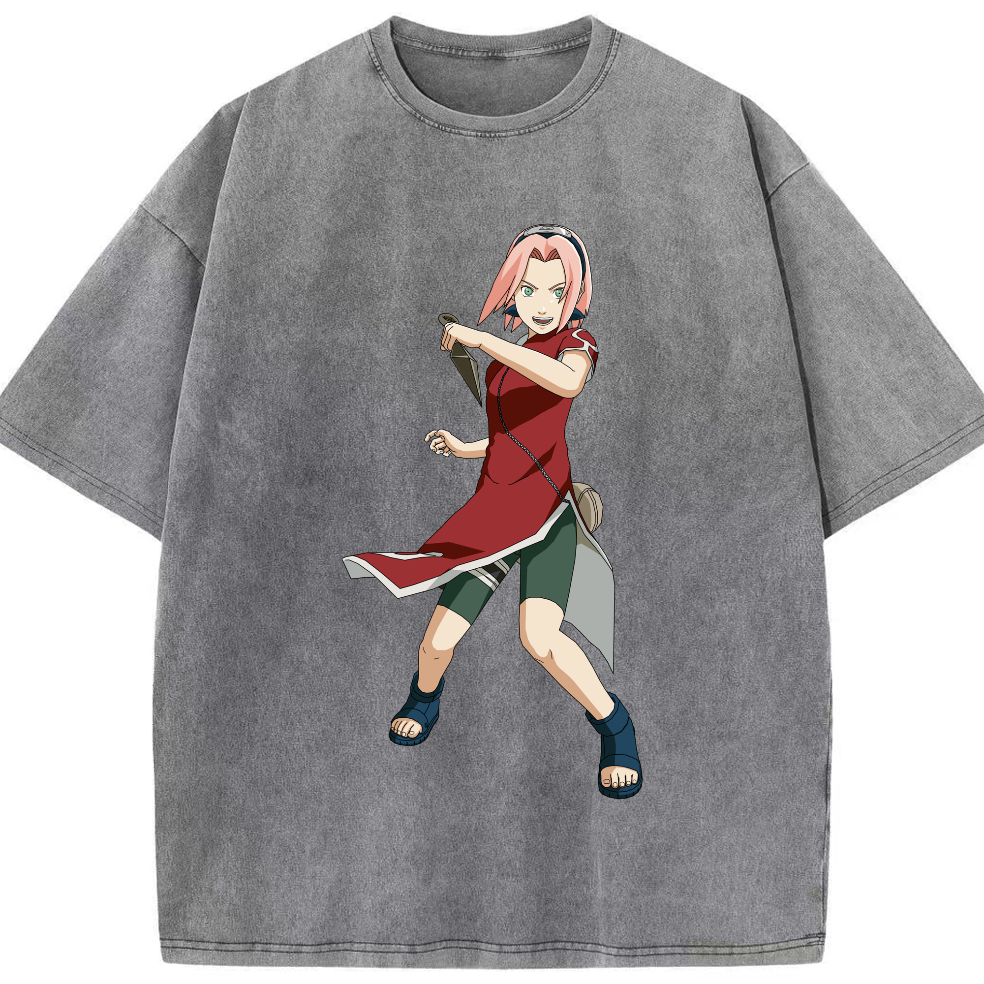 （画像用） NARUTO -ナルト- 春野サクラ Haruno Sakura 綿100% ヴィンテージ風 半袖Tシャツ（フロントプリント）