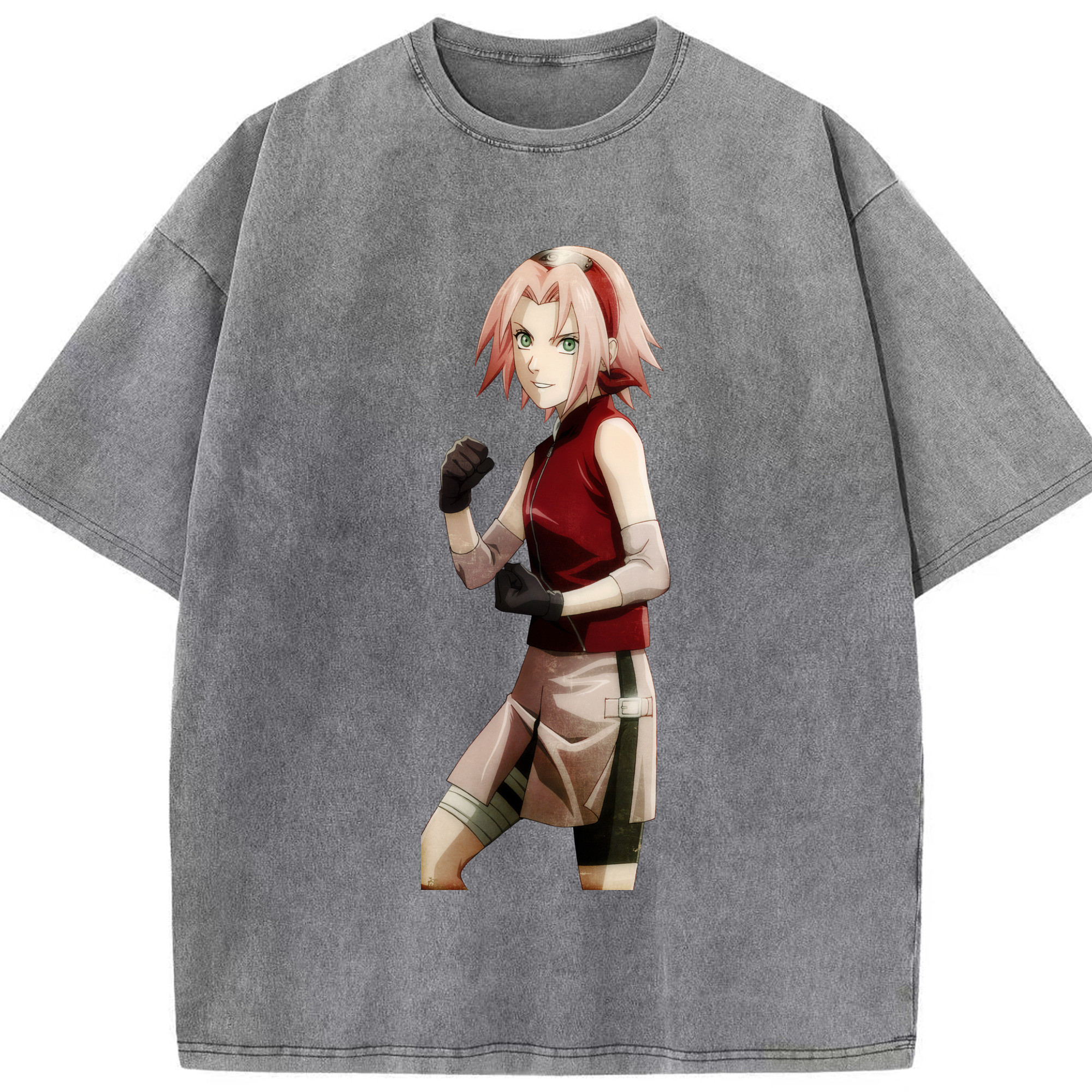 （画像用） NARUTO -ナルト- 春野サクラ Haruno Sakura 綿100% ヴィンテージ風 半袖Tシャツ（フロントプリント）
