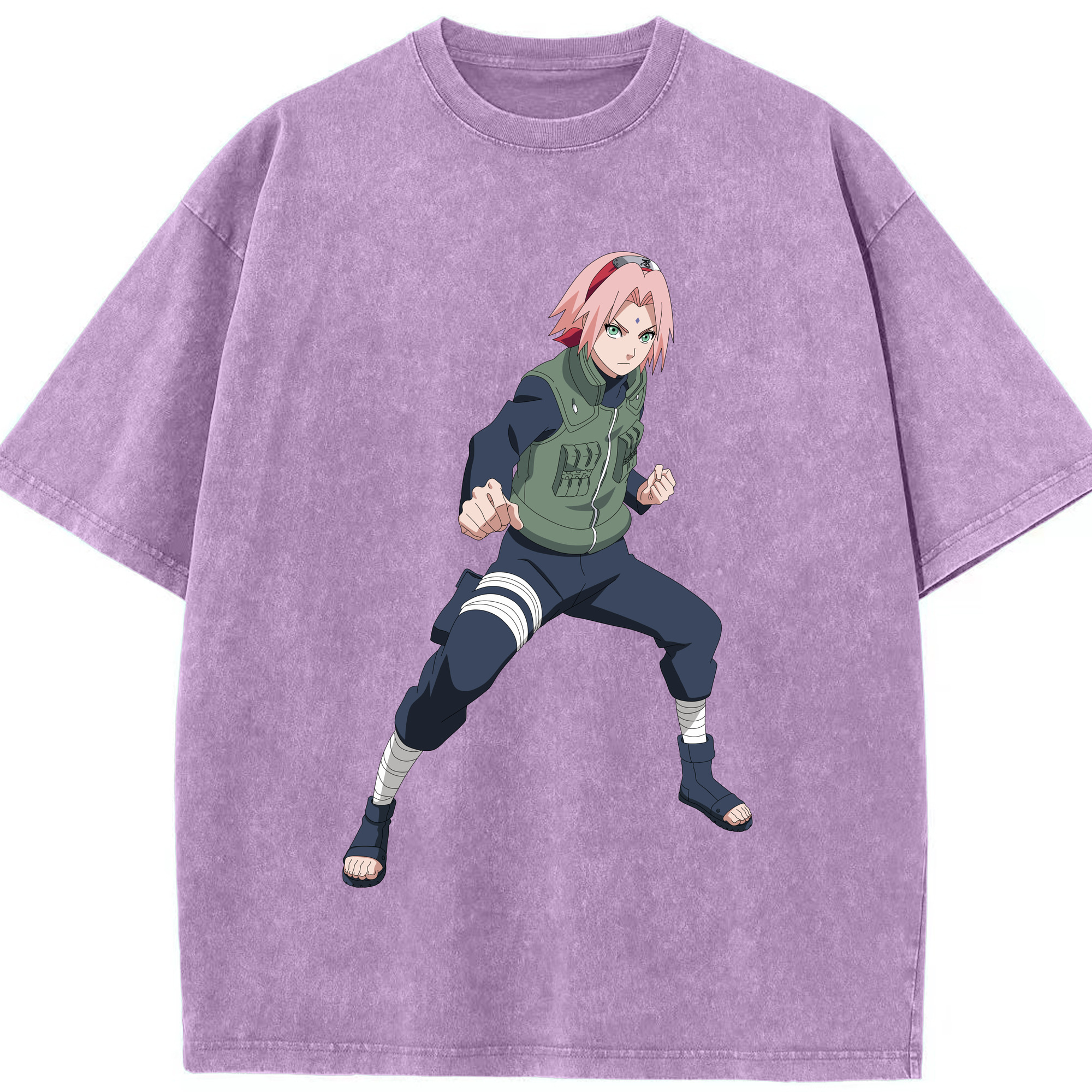 （画像用） NARUTO -ナルト- 春野サクラ Haruno Sakura 綿100% ヴィンテージ風 半袖Tシャツ（フロントプリント）