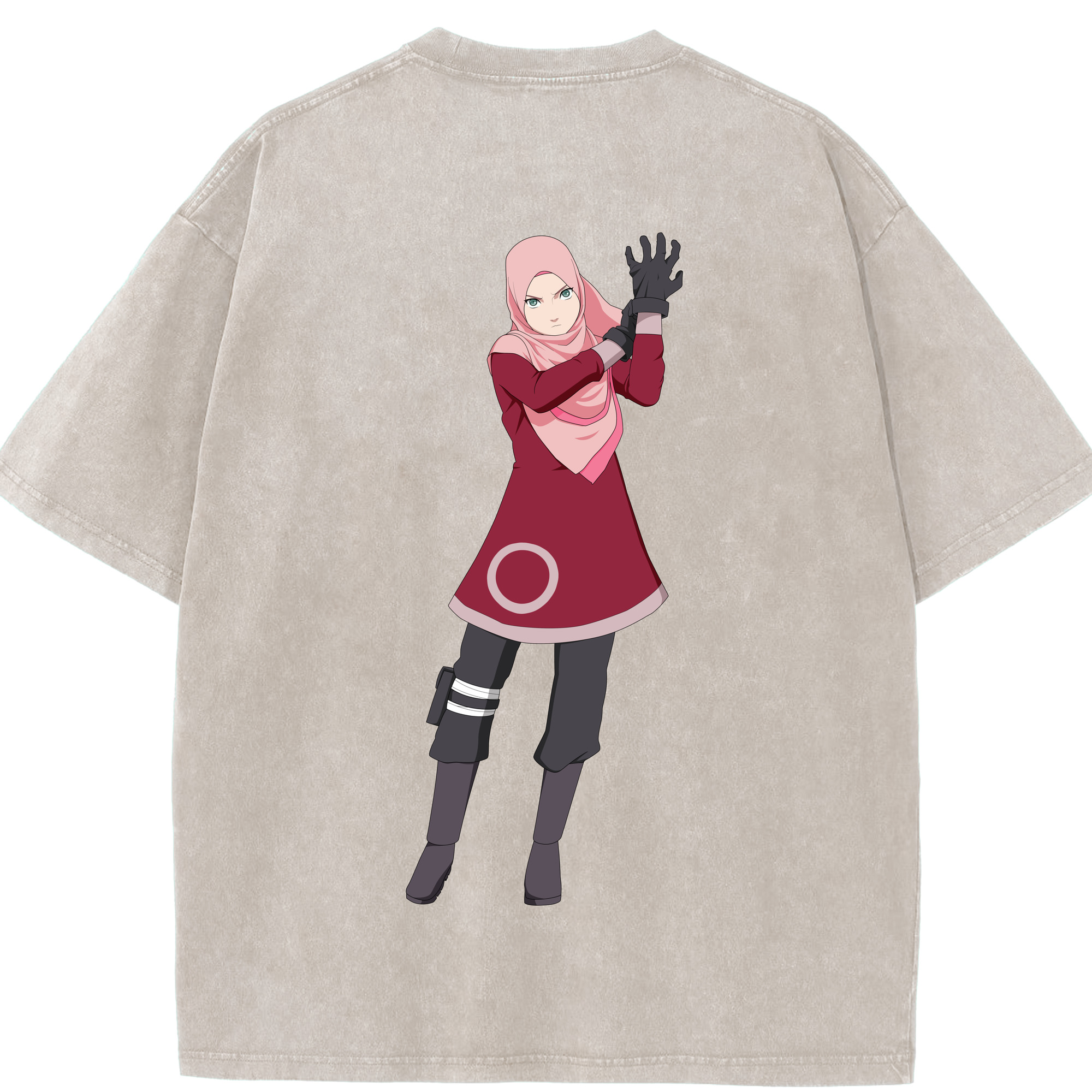 （画像用） NARUTO -ナルト- 春野サクラ Haruno Sakura 綿100% ヴィンテージ風 半袖Tシャツ（背面プリント）