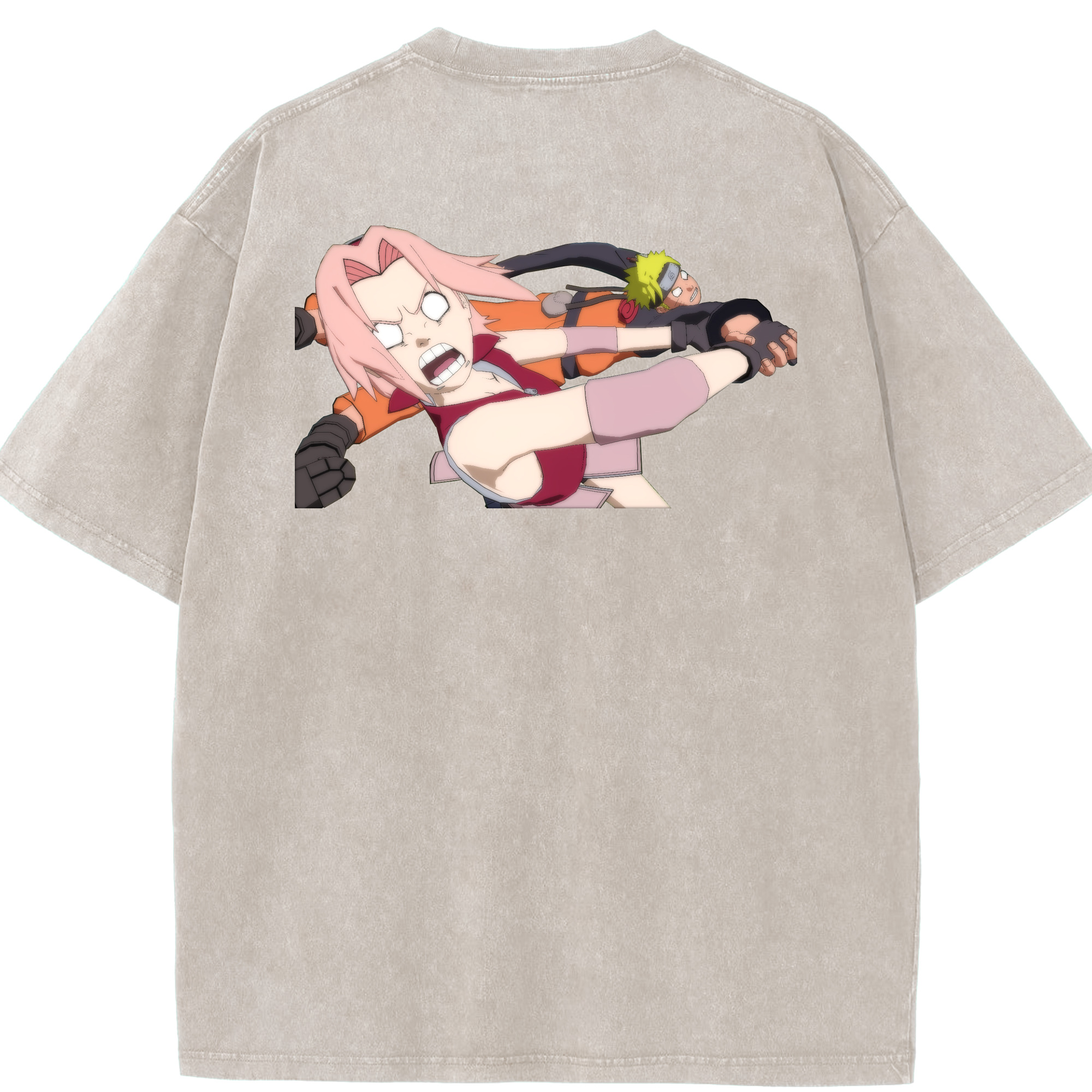 （画像用） NARUTO -ナルト- 春野サクラ Haruno Sakura 綿100% ヴィンテージ風 半袖Tシャツ（背面プリント）