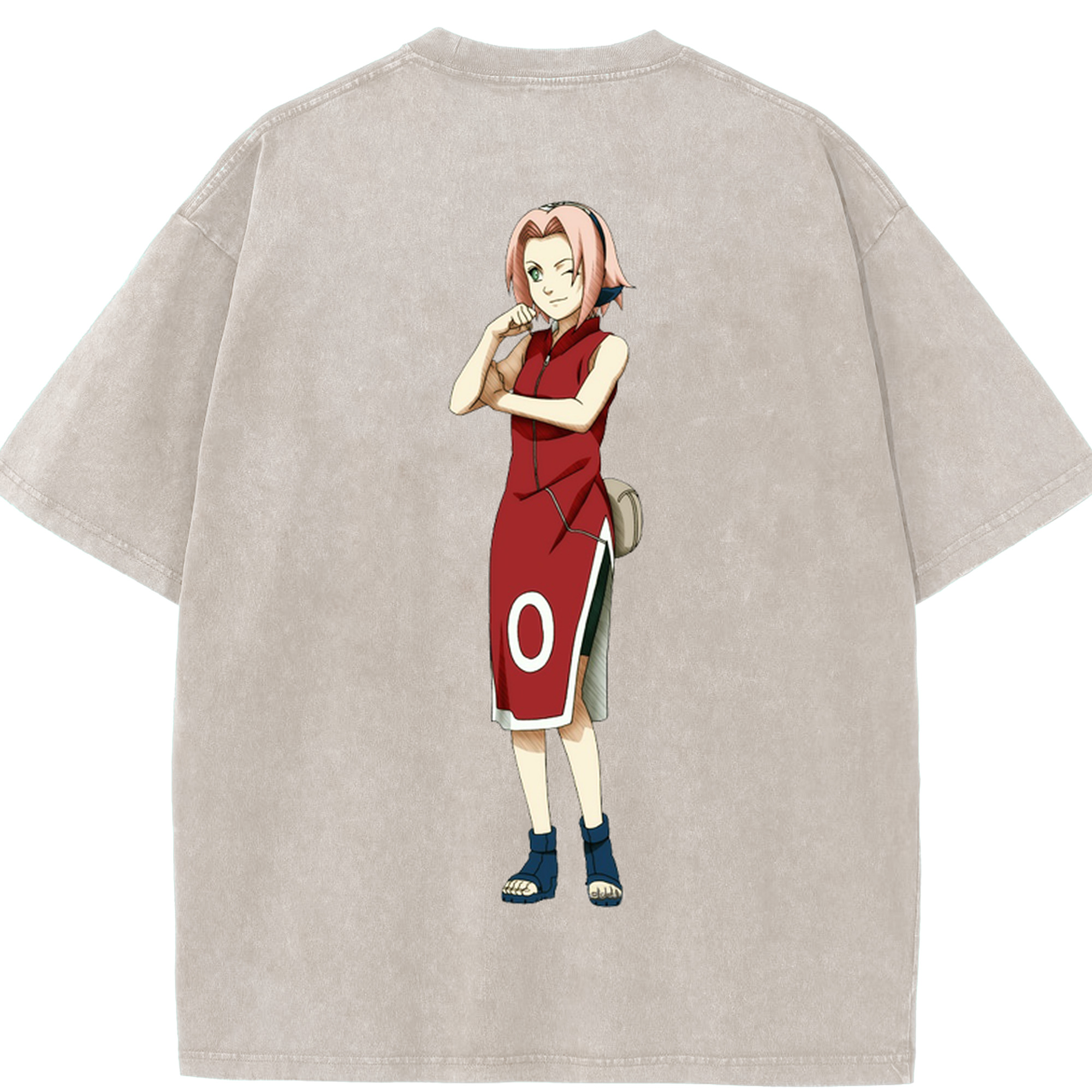 （画像用） NARUTO -ナルト- 春野サクラ Haruno Sakura 綿100% ヴィンテージ風 半袖Tシャツ（背面プリント）