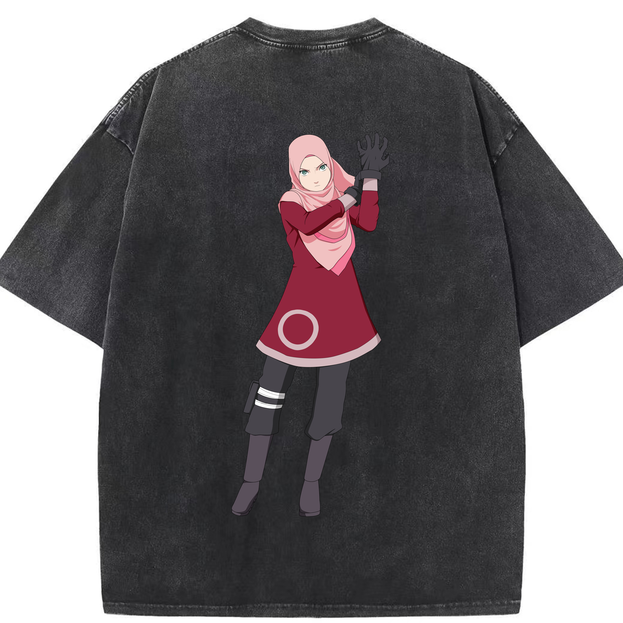 （画像用） NARUTO -ナルト- 春野サクラ Haruno Sakura 綿100% ヴィンテージ風 半袖Tシャツ（背面プリント）
