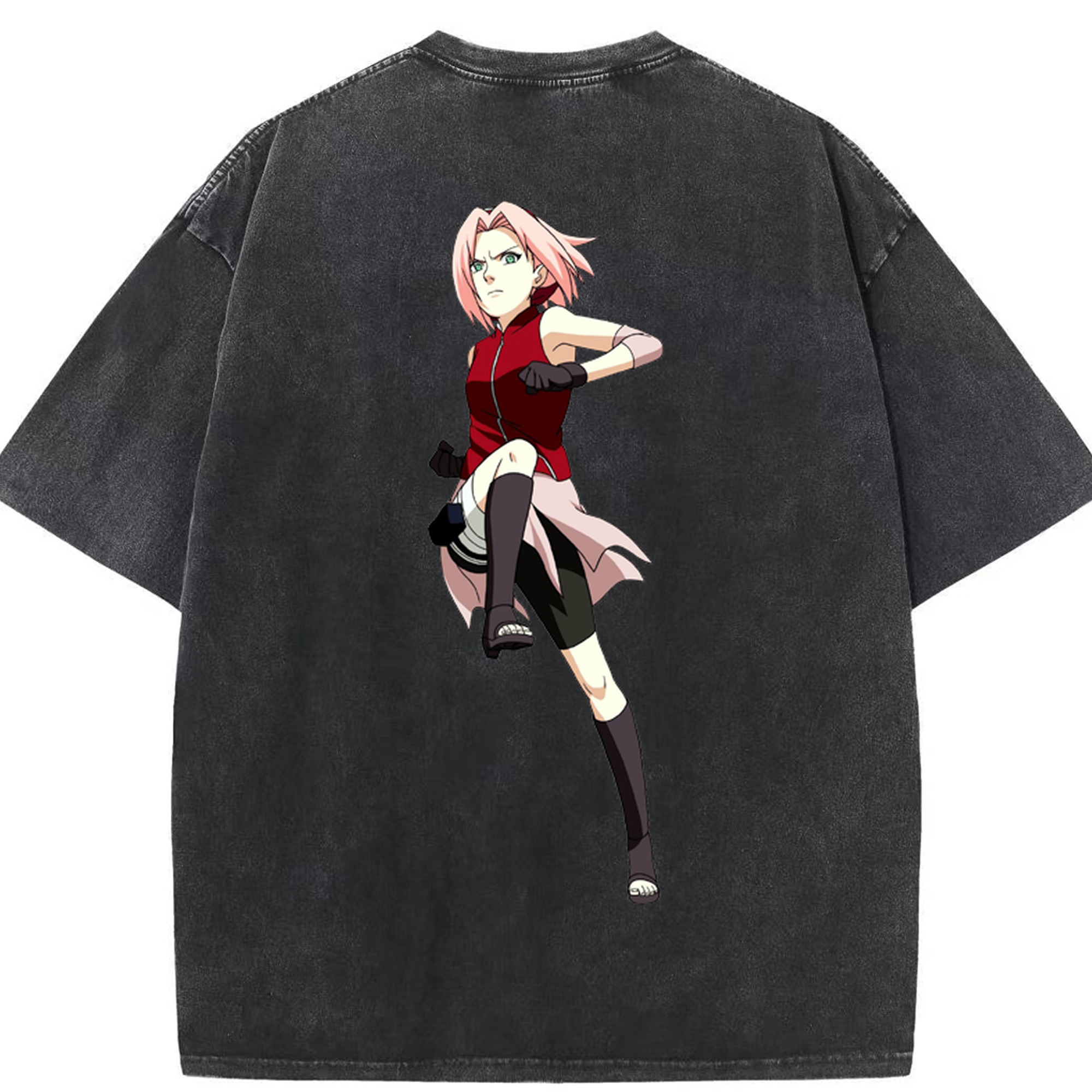 （画像用） NARUTO -ナルト- 春野サクラ Haruno Sakura 綿100% ヴィンテージ風 半袖Tシャツ（背面プリント）