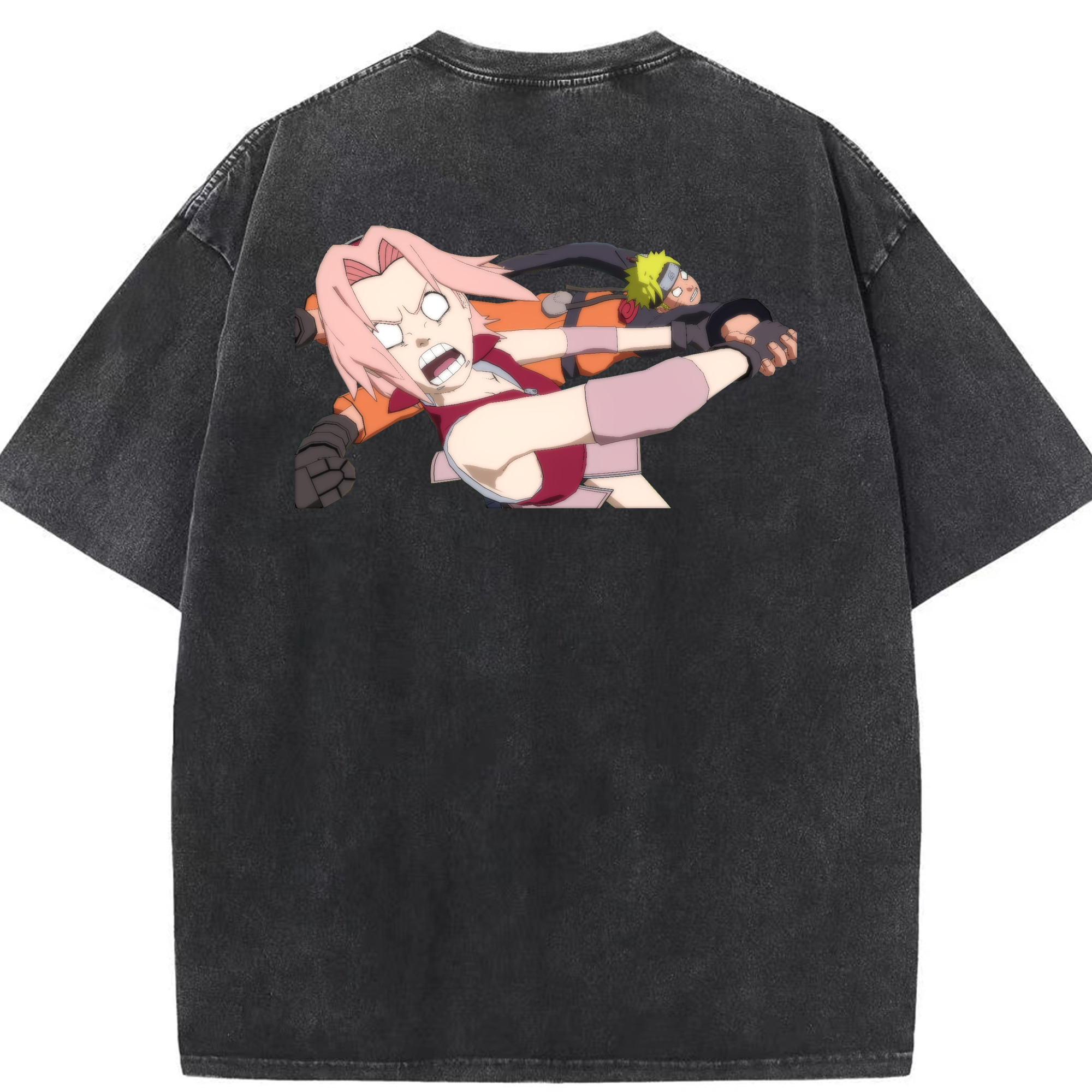 （画像用） NARUTO -ナルト- 春野サクラ Haruno Sakura 綿100% ヴィンテージ風 半袖Tシャツ（背面プリント）