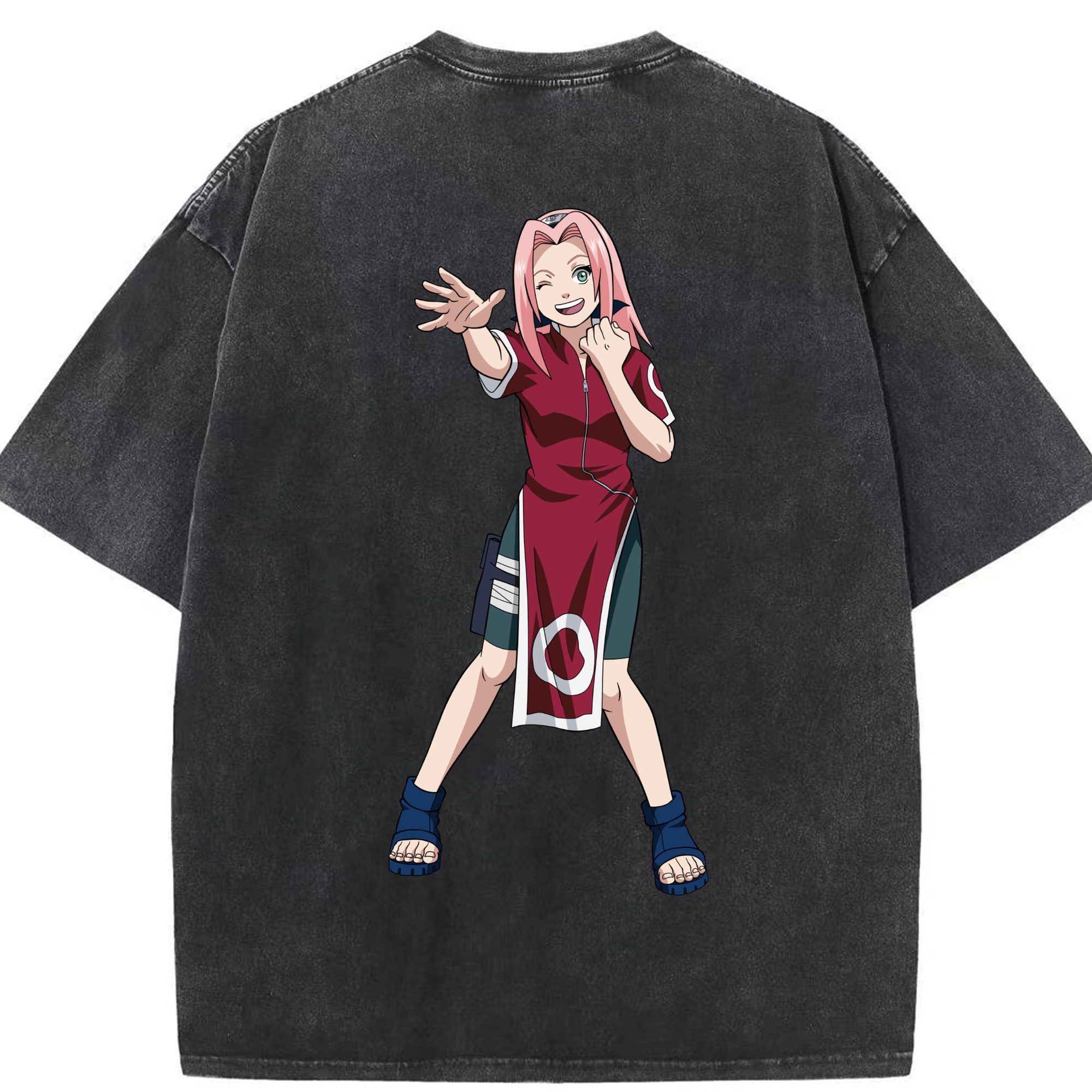 （画像用） NARUTO -ナルト- 春野サクラ Haruno Sakura 綿100% ヴィンテージ風 半袖Tシャツ（背面プリント）
