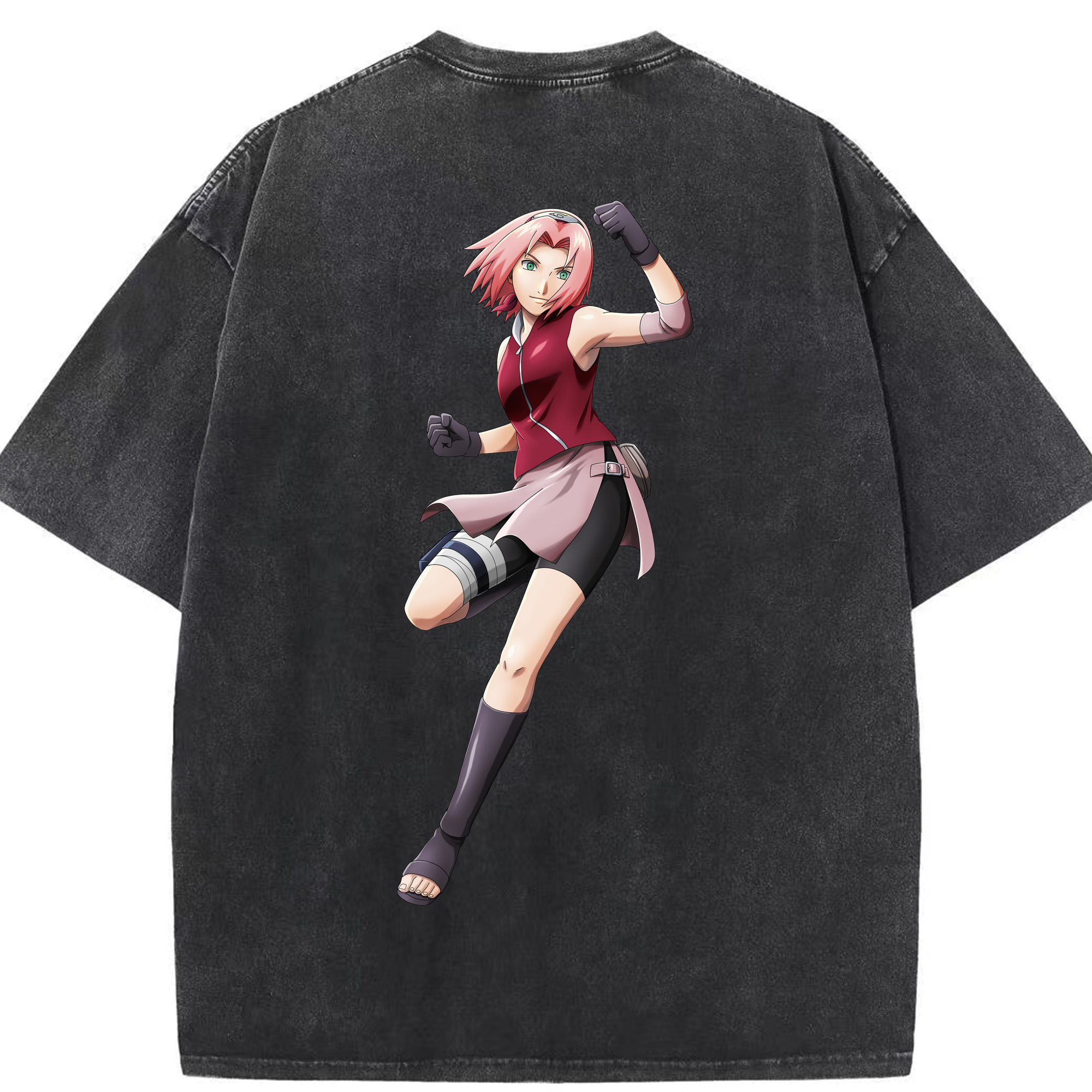 （画像用） NARUTO -ナルト- 春野サクラ Haruno Sakura 綿100% ヴィンテージ風 半袖Tシャツ（背面プリント）