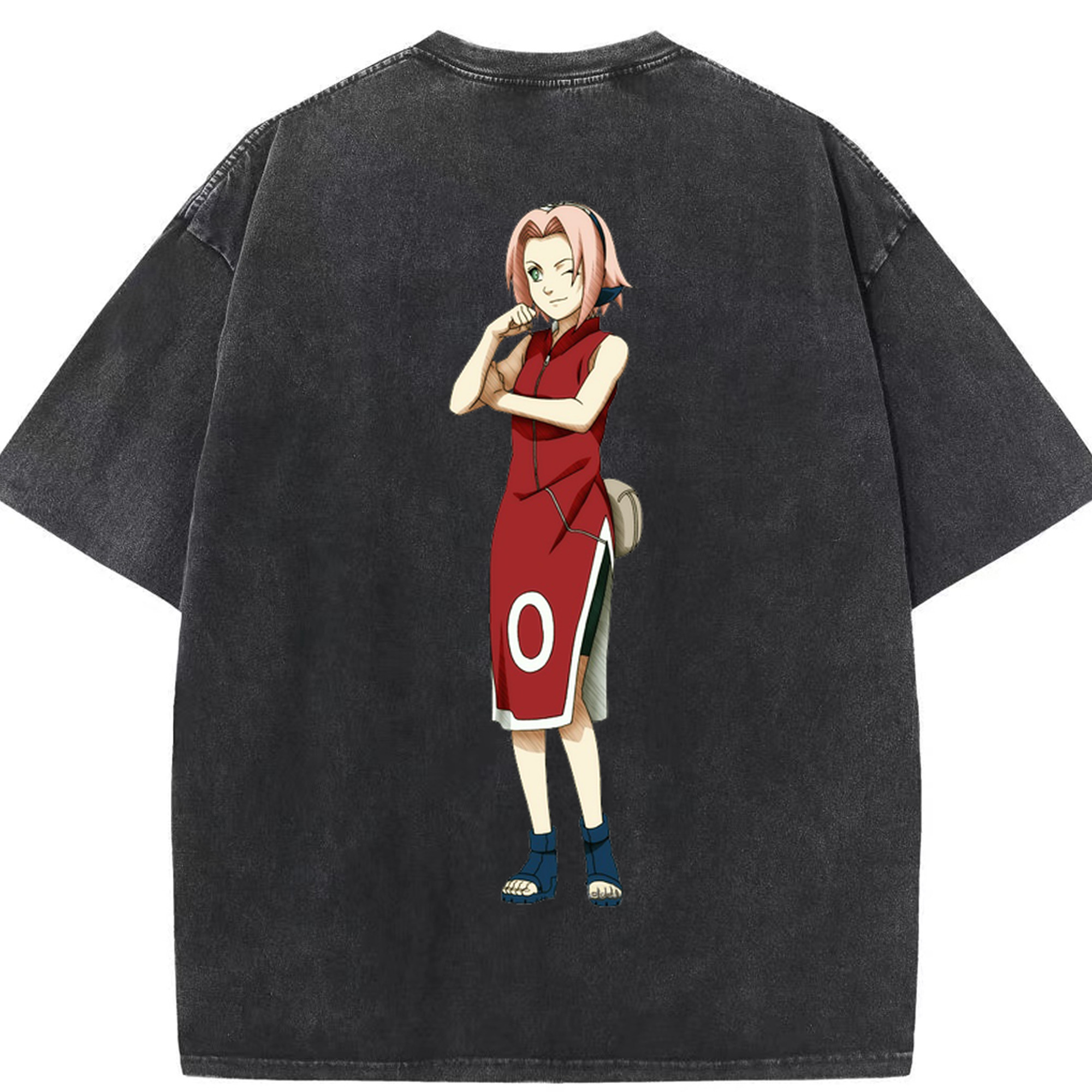 （画像用） NARUTO -ナルト- 春野サクラ Haruno Sakura 綿100% ヴィンテージ風 半袖Tシャツ（背面プリント）