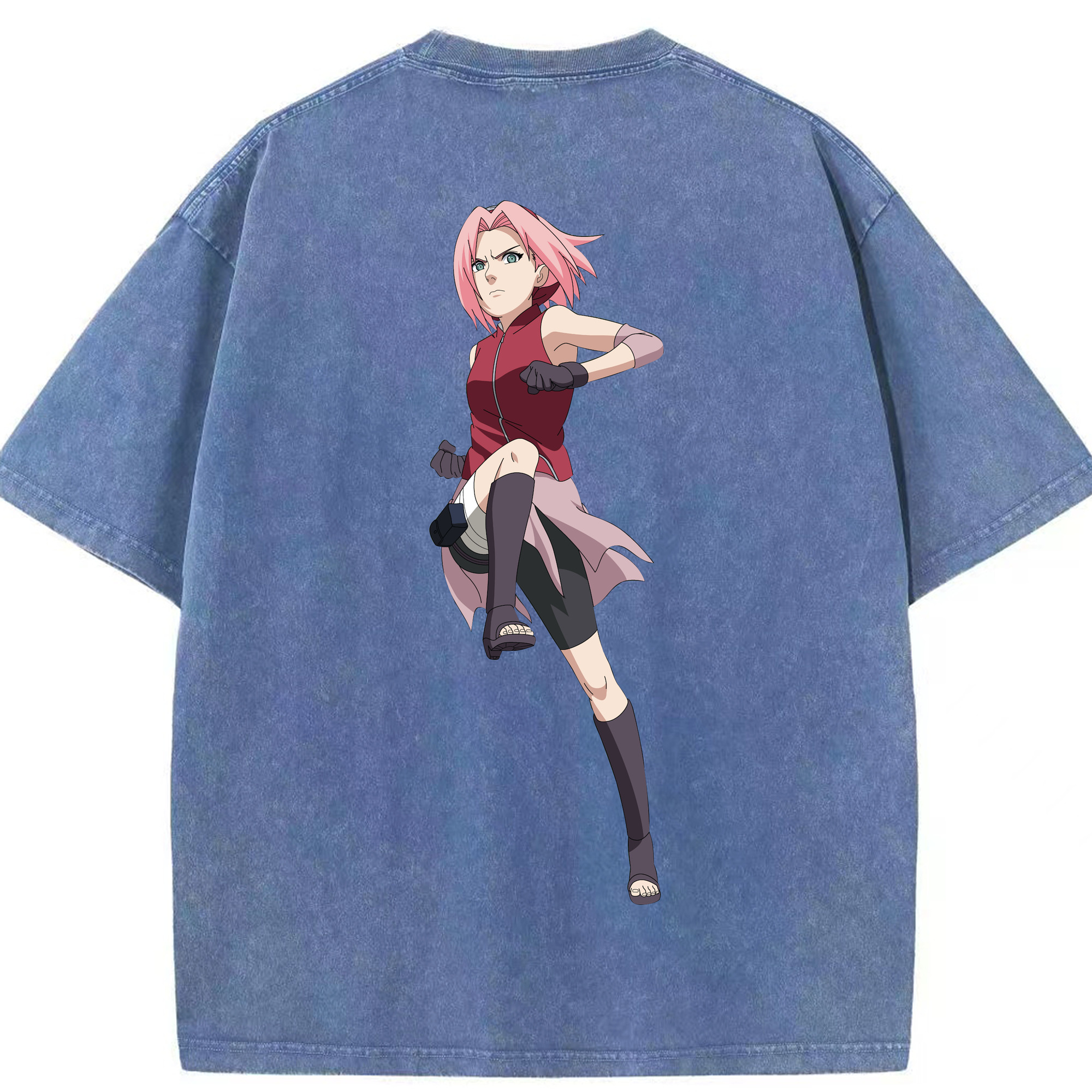 （画像用） NARUTO -ナルト- 春野サクラ Haruno Sakura 綿100% ヴィンテージ風 半袖Tシャツ（背面プリント）