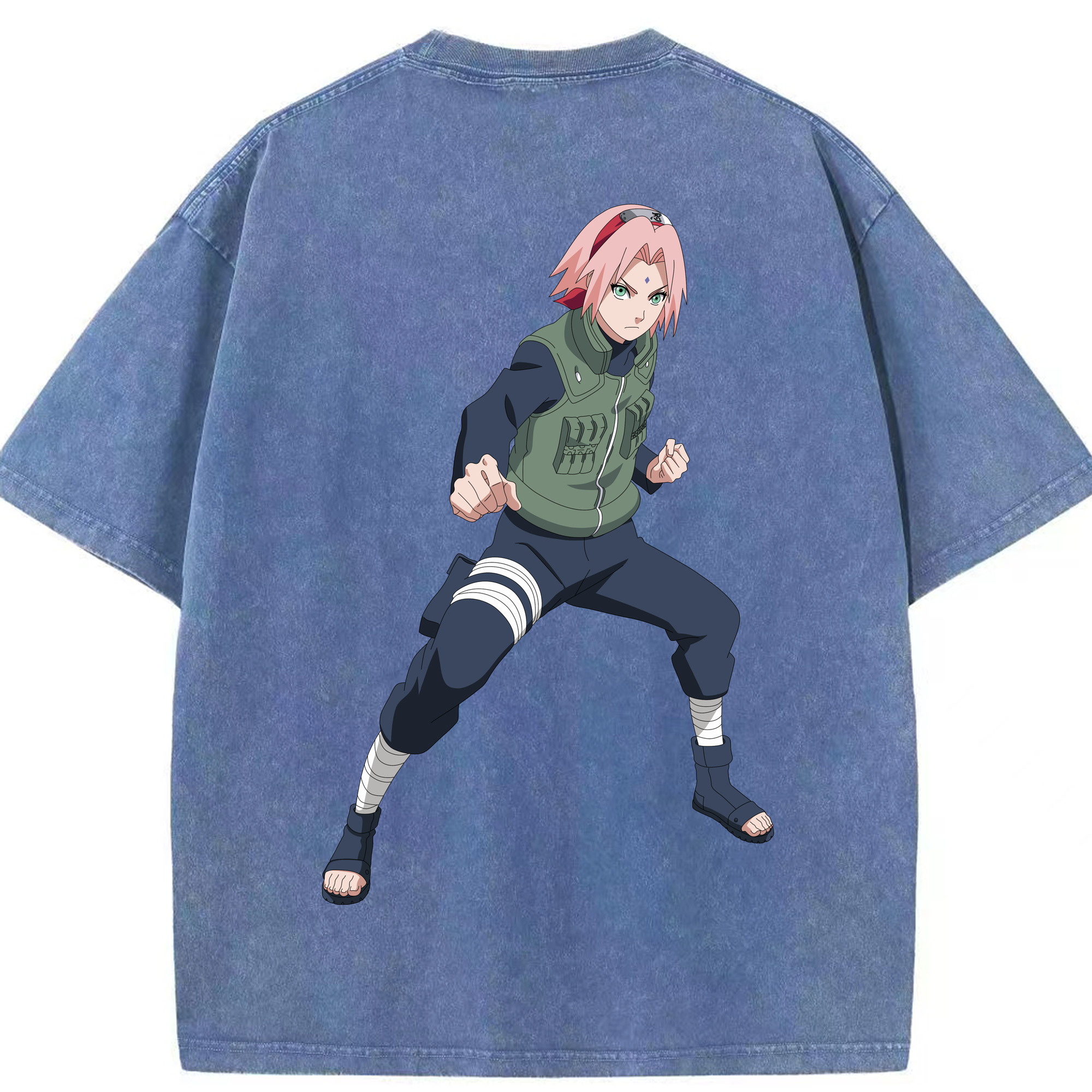 （画像用） NARUTO -ナルト- 春野サクラ Haruno Sakura 綿100% ヴィンテージ風 半袖Tシャツ（背面プリント）