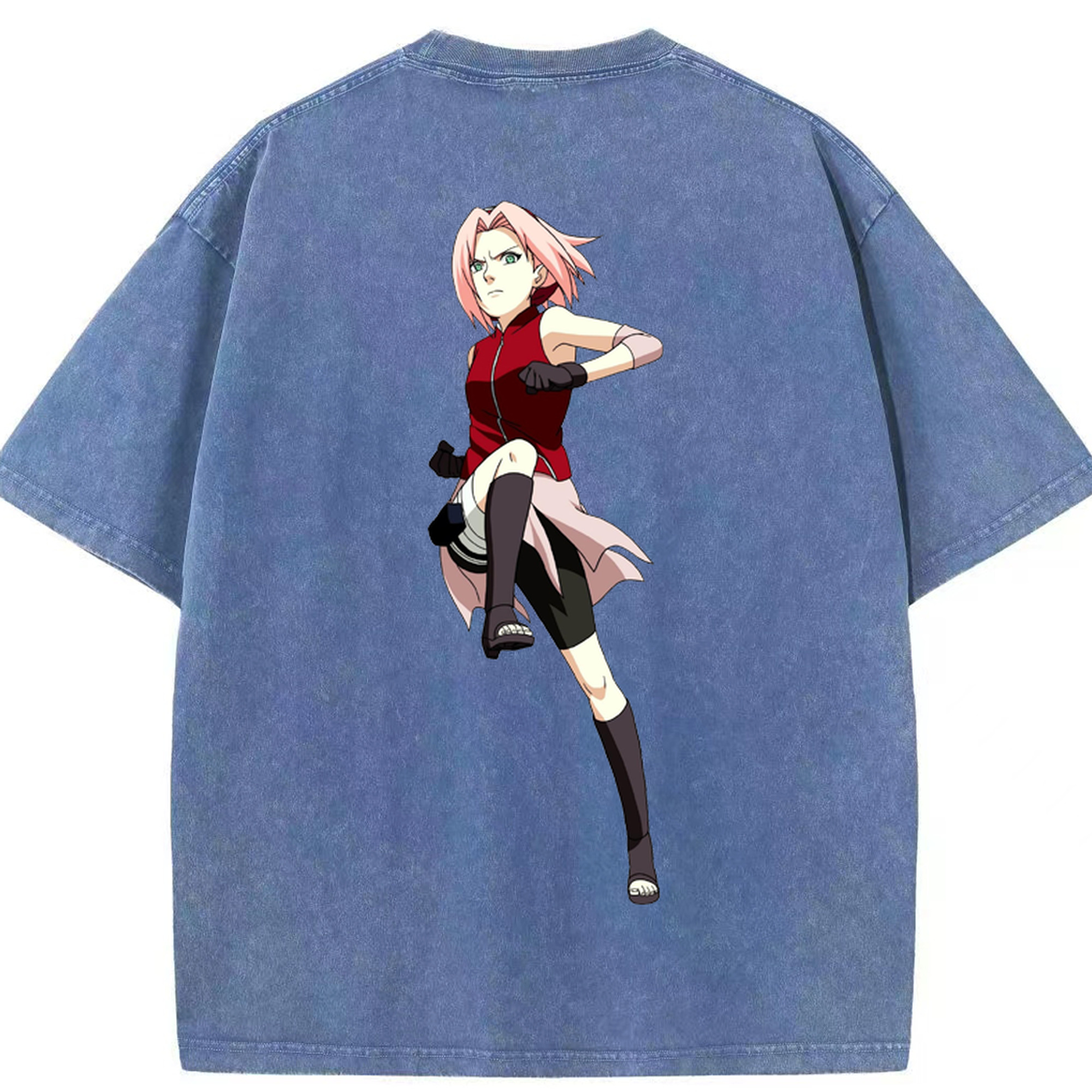 （画像用） NARUTO -ナルト- 春野サクラ Haruno Sakura 綿100% ヴィンテージ風 半袖Tシャツ（背面プリント）