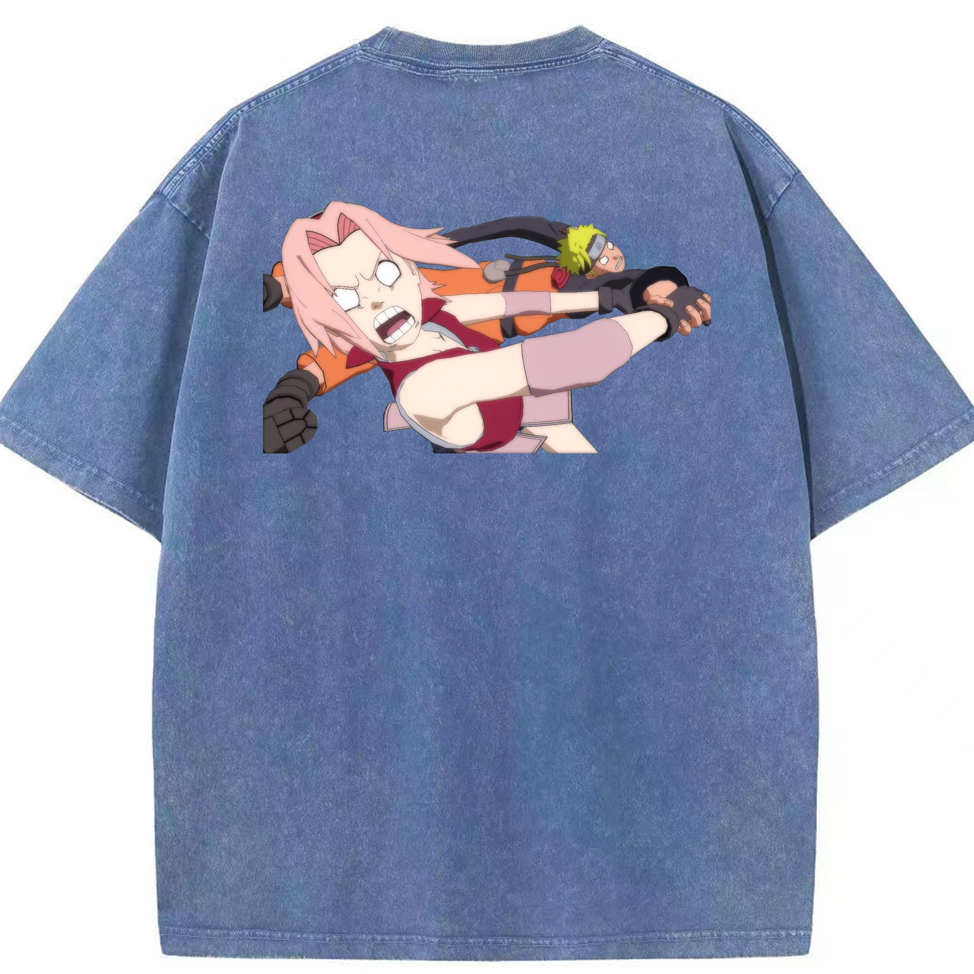 （画像用） NARUTO -ナルト- 春野サクラ Haruno Sakura 綿100% ヴィンテージ風 半袖Tシャツ（背面プリント）