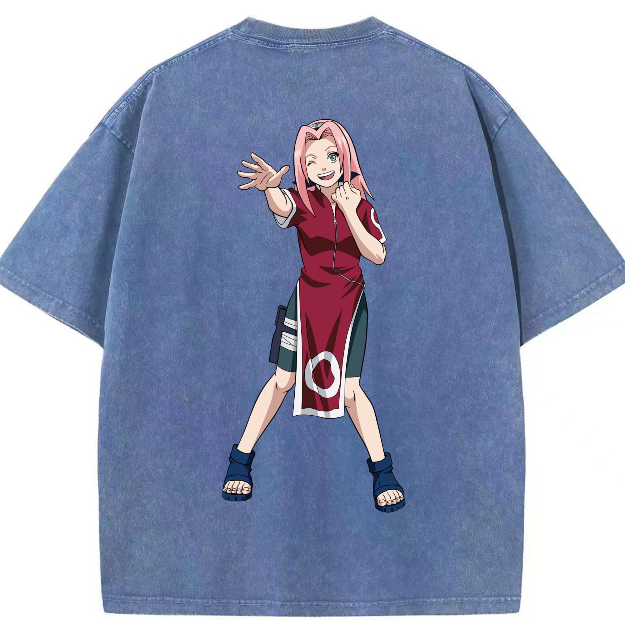 （画像用） NARUTO -ナルト- 春野サクラ Haruno Sakura 綿100% ヴィンテージ風 半袖Tシャツ（背面プリント）