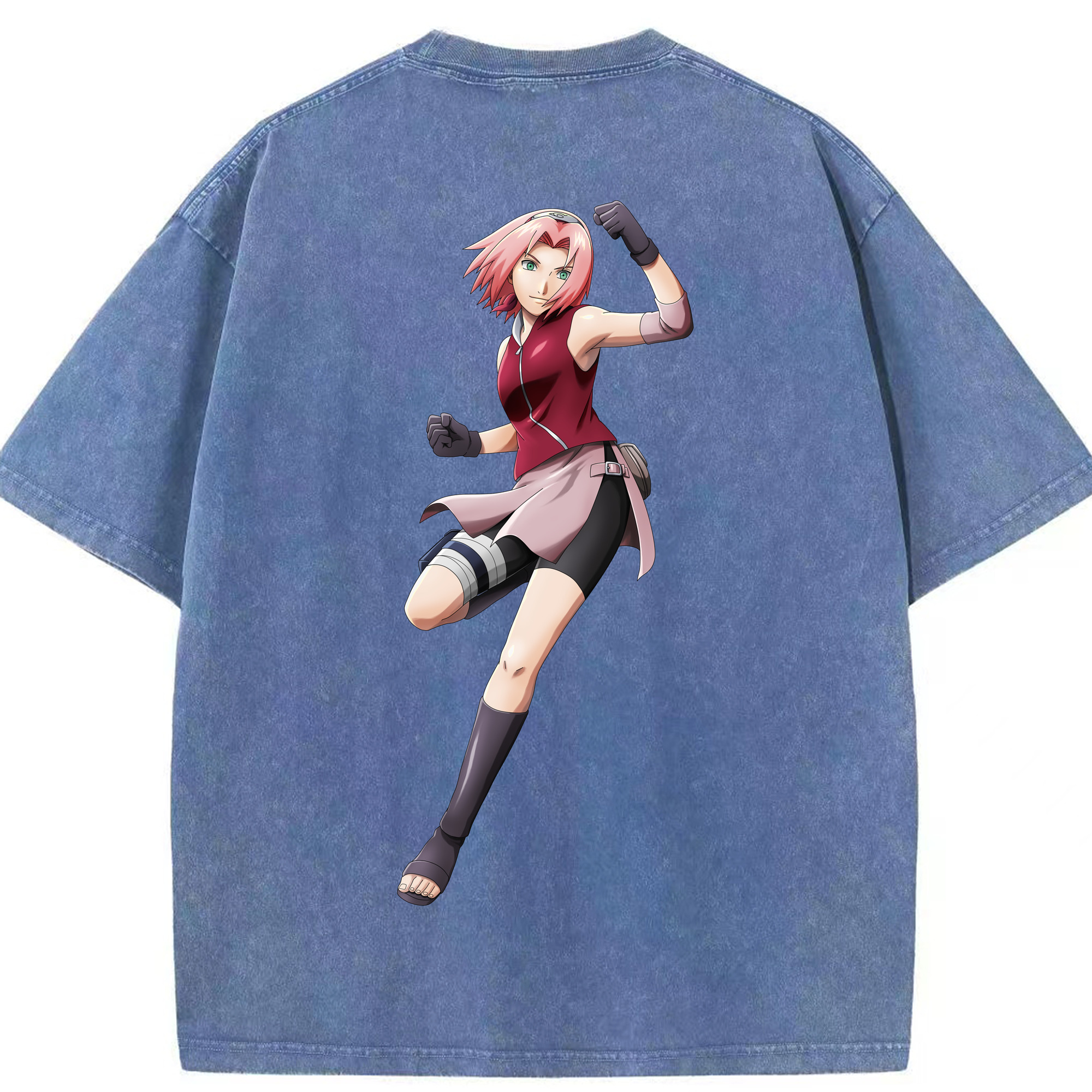 （画像用） NARUTO -ナルト- 春野サクラ Haruno Sakura 綿100% ヴィンテージ風 半袖Tシャツ（背面プリント）